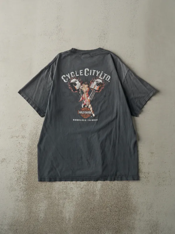 Vintage Y2K Charcoal Grey Honolulu Hawaii Harley Davidson Tee (L) sold by Rebalance Vintage