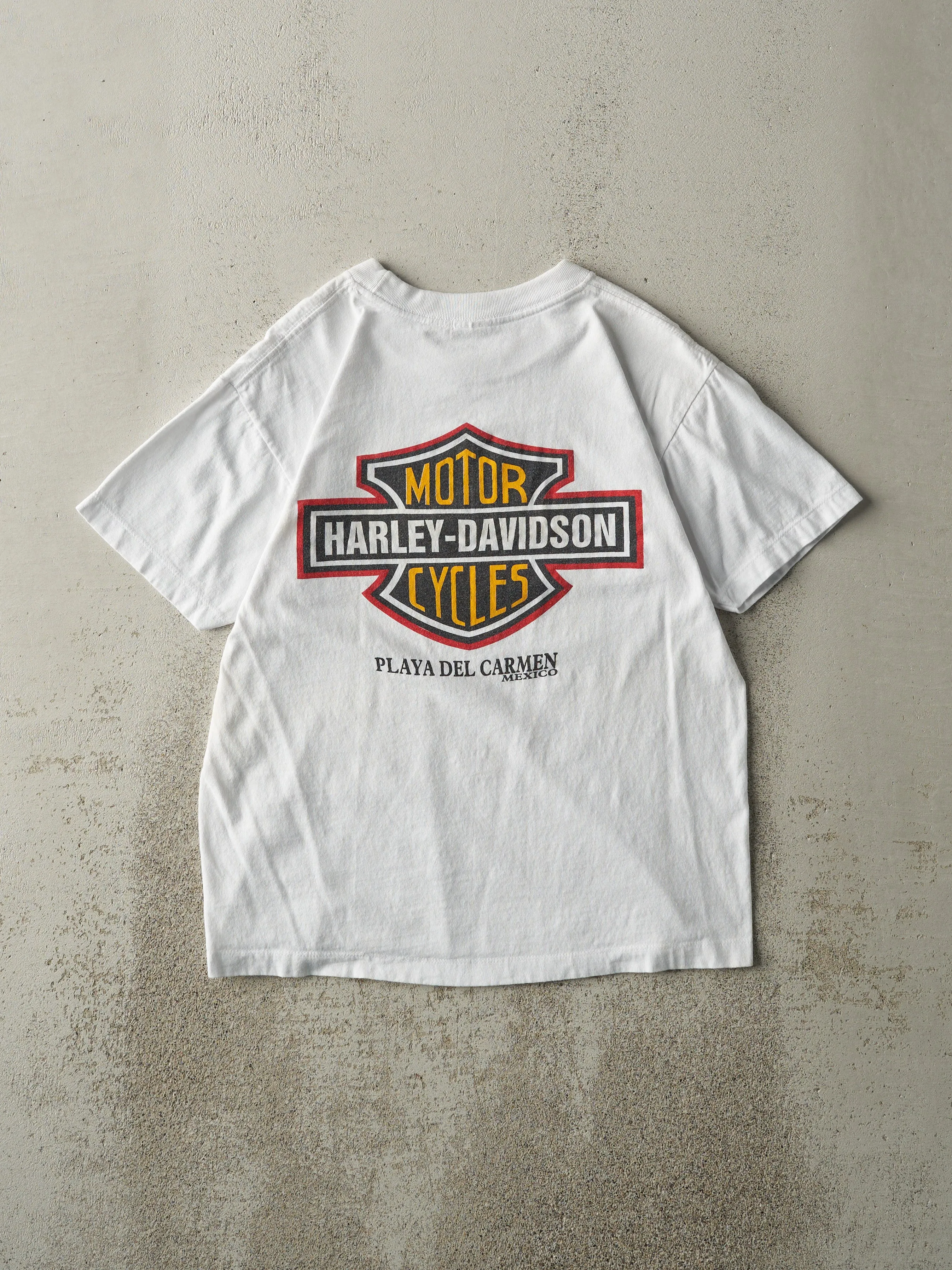 Vintage 90s White Playa Del Carmen Harley Davidson Tee (S) sold by Rebalance Vintage product image thumbnail 2