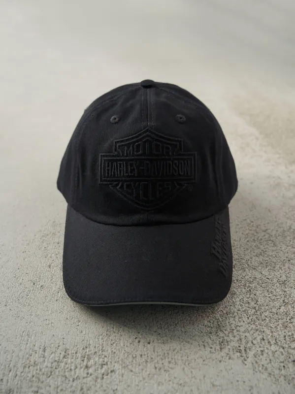 Vintage Y2K Black Tonal Embroidered Harley Davidson Velcro Back Hat sold by Rebalance Vintage