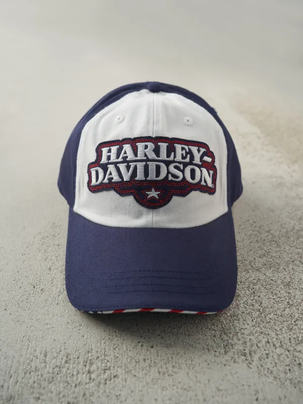 Vintage Y2K Navy Blue Harley Davidson Snapback Hat sold by Rebalance Vintage