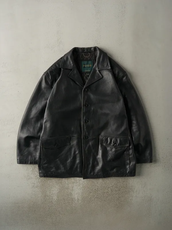 Vintage 90s Black Danier Leather Trench Jacket (L/XL) sold by Rebalance Vintage