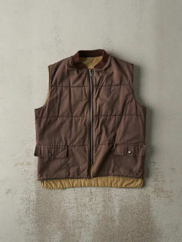 Vintage 70s Beige & Brown Reversible Vest (M) sold by Rebalance Vintage