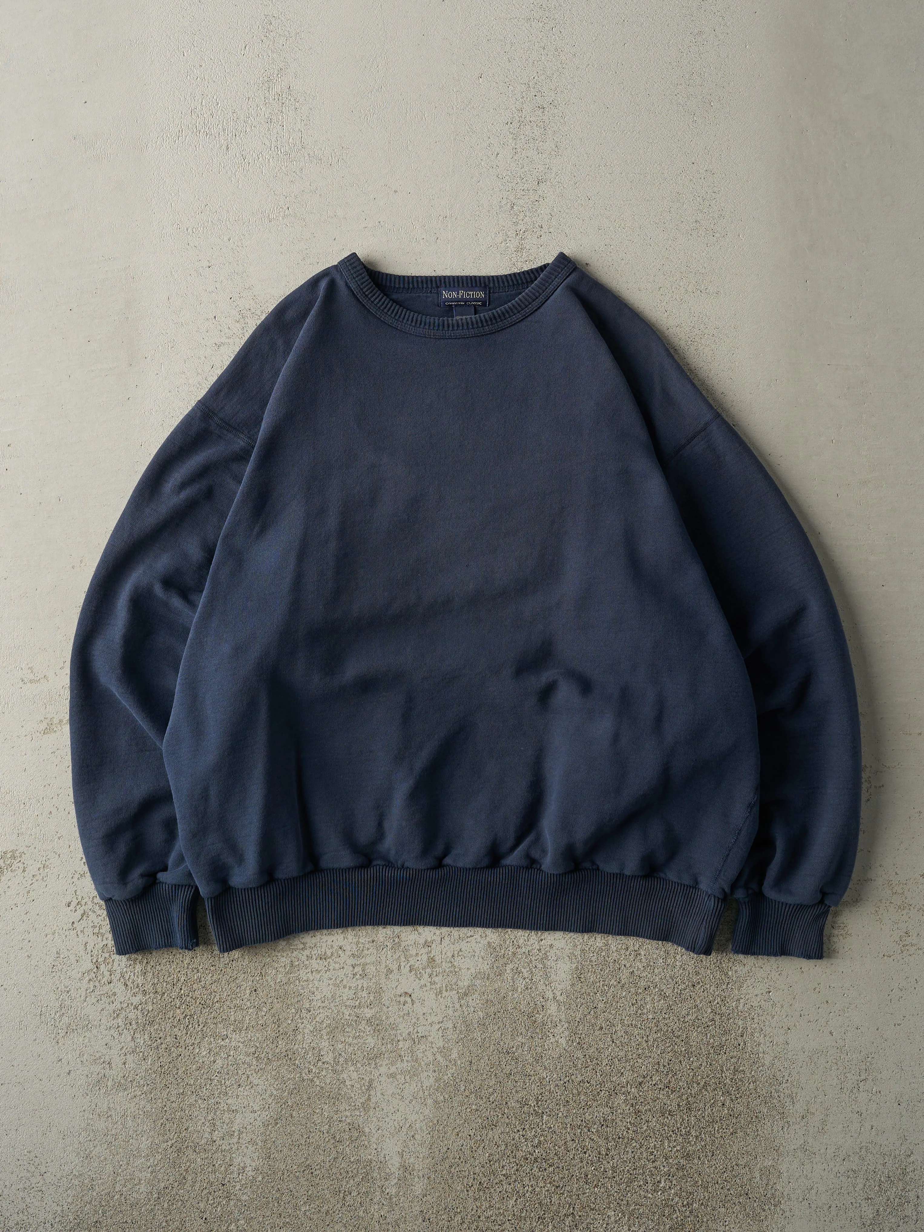 Vintage Y2K Navy Blue Blank Crewneck (XL) sold by Rebalance Vintage