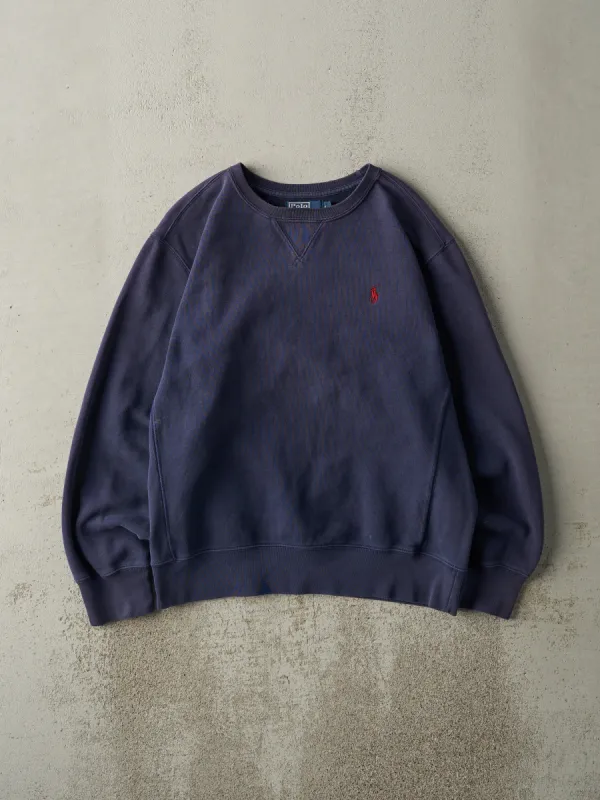 Vintage 90s Navy Blue Embroidered Polo Crewneck (L) sold by Rebalance Vintage