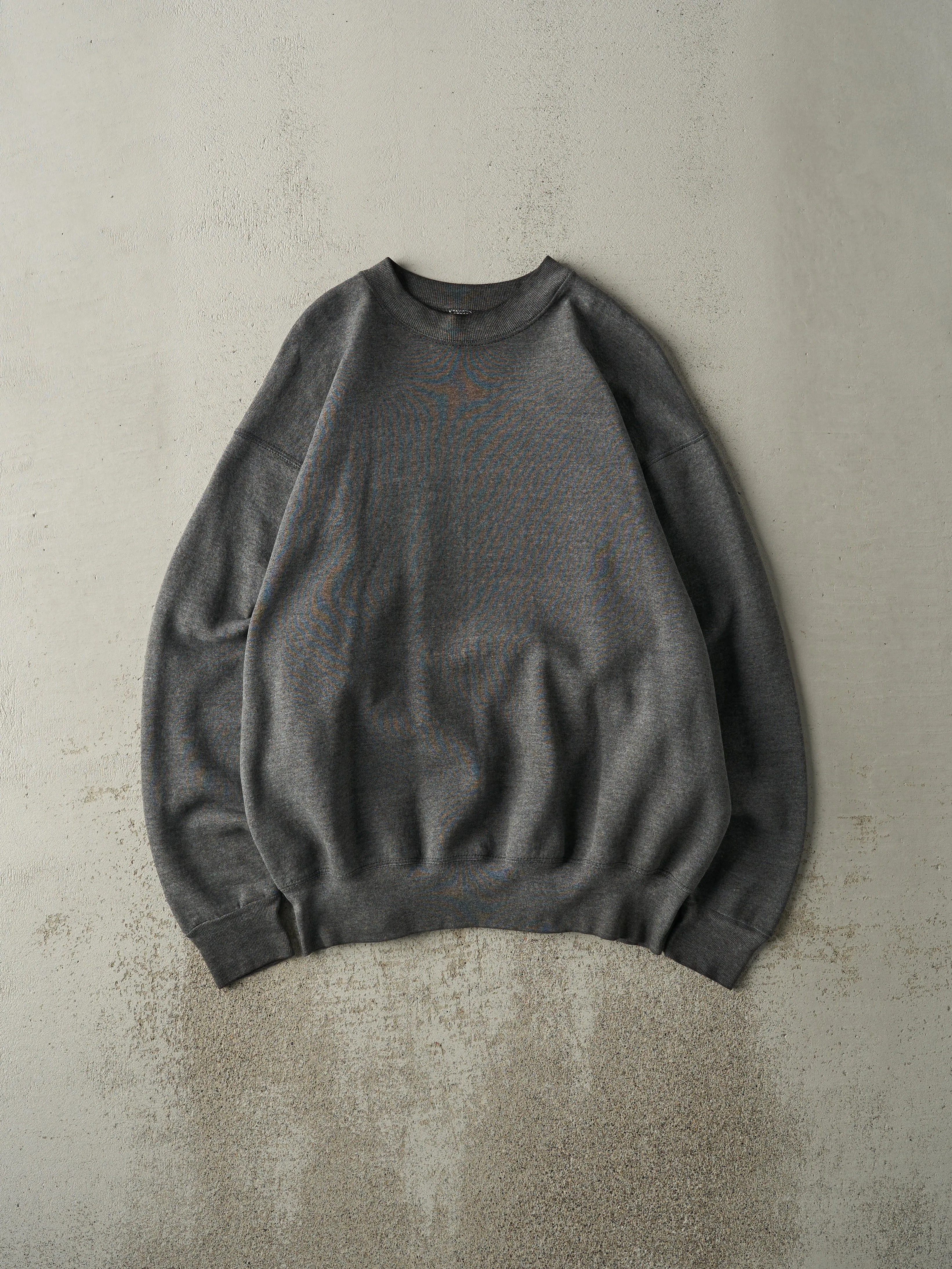 Vintage 90s Charcoal Grey Blank Crewneck (L) sold by Rebalance Vintage