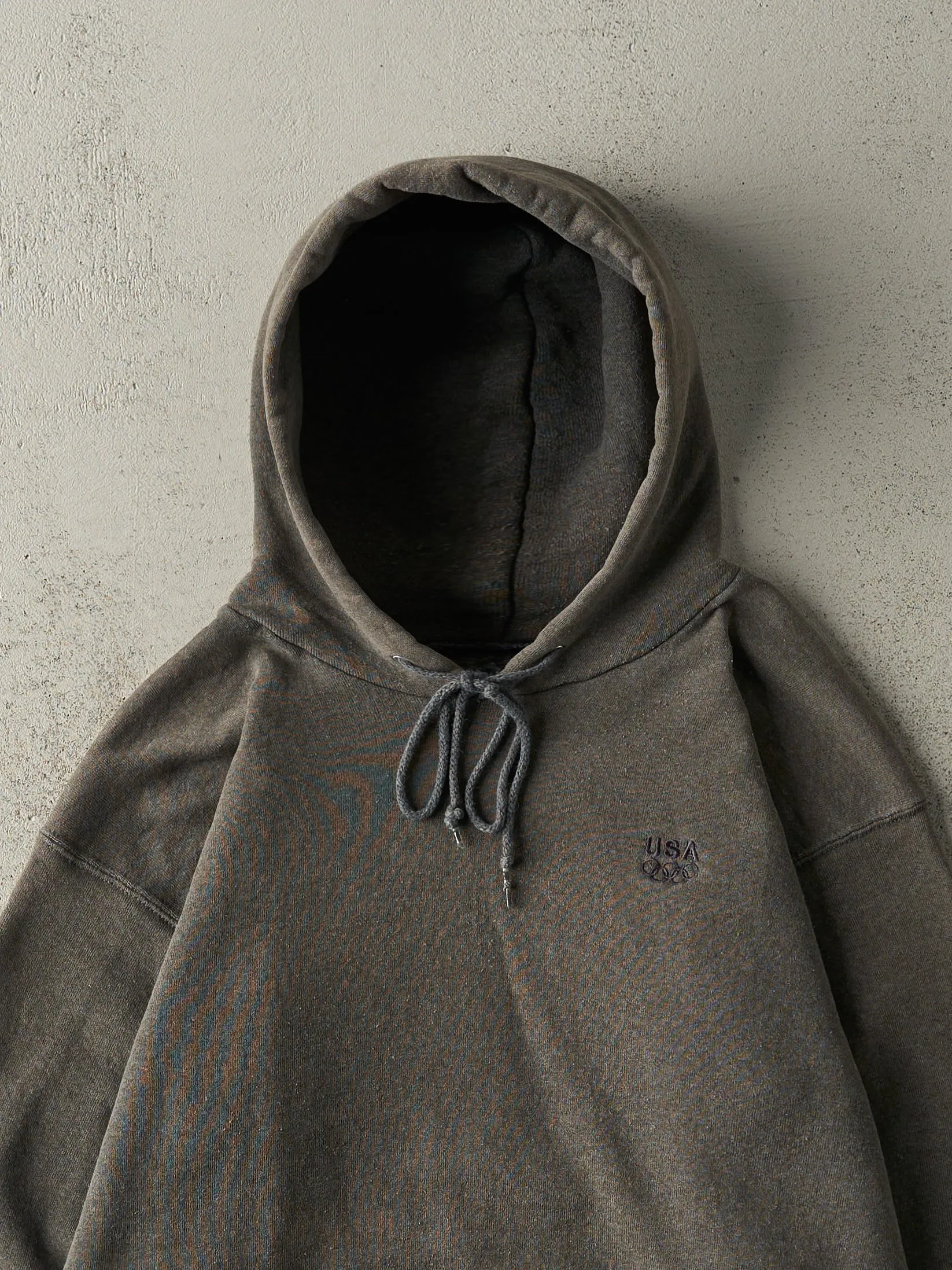 Vintage 90s Chargoal Grey Embroidered USA Hoodie (M) sold by Rebalance Vintage product image thumbnail 2