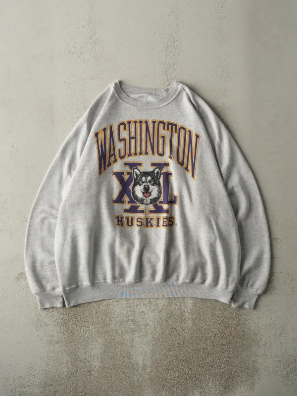 Vintage 90s Heather Grey Washington Huskies Crewneck (XXL) sold by Rebalance Vintage