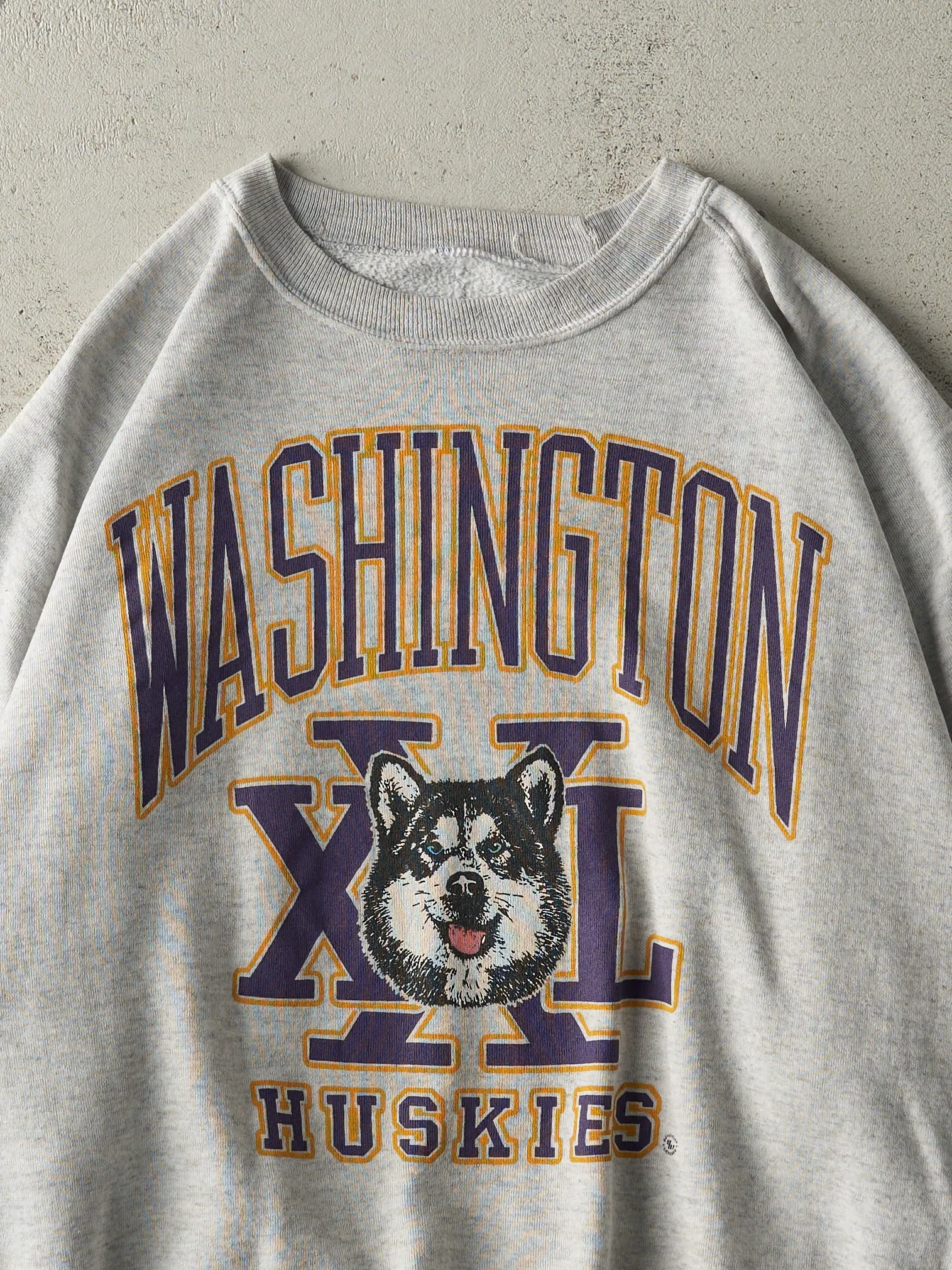 Vintage 90s Heather Grey Washington Huskies Crewneck (XXL) sold by Rebalance Vintage product image thumbnail 2