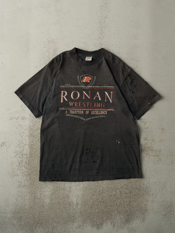 Vintage 90s Black Ronan Wrestling Tee (M) sold by Rebalance Vintage