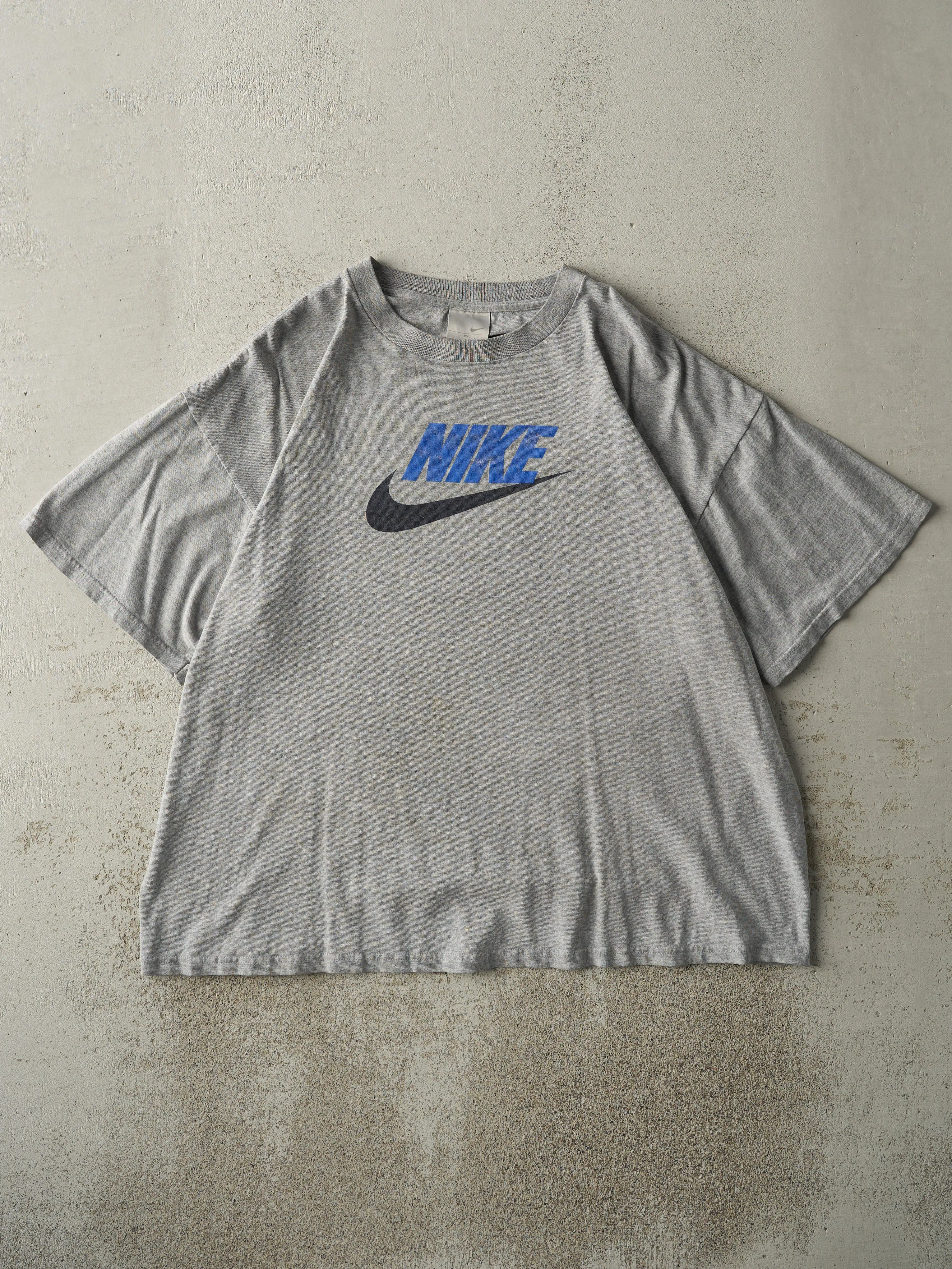 Vintage Y2K Grey Nike Logo Tee (XL/XXL) sold by Rebalance Vintage