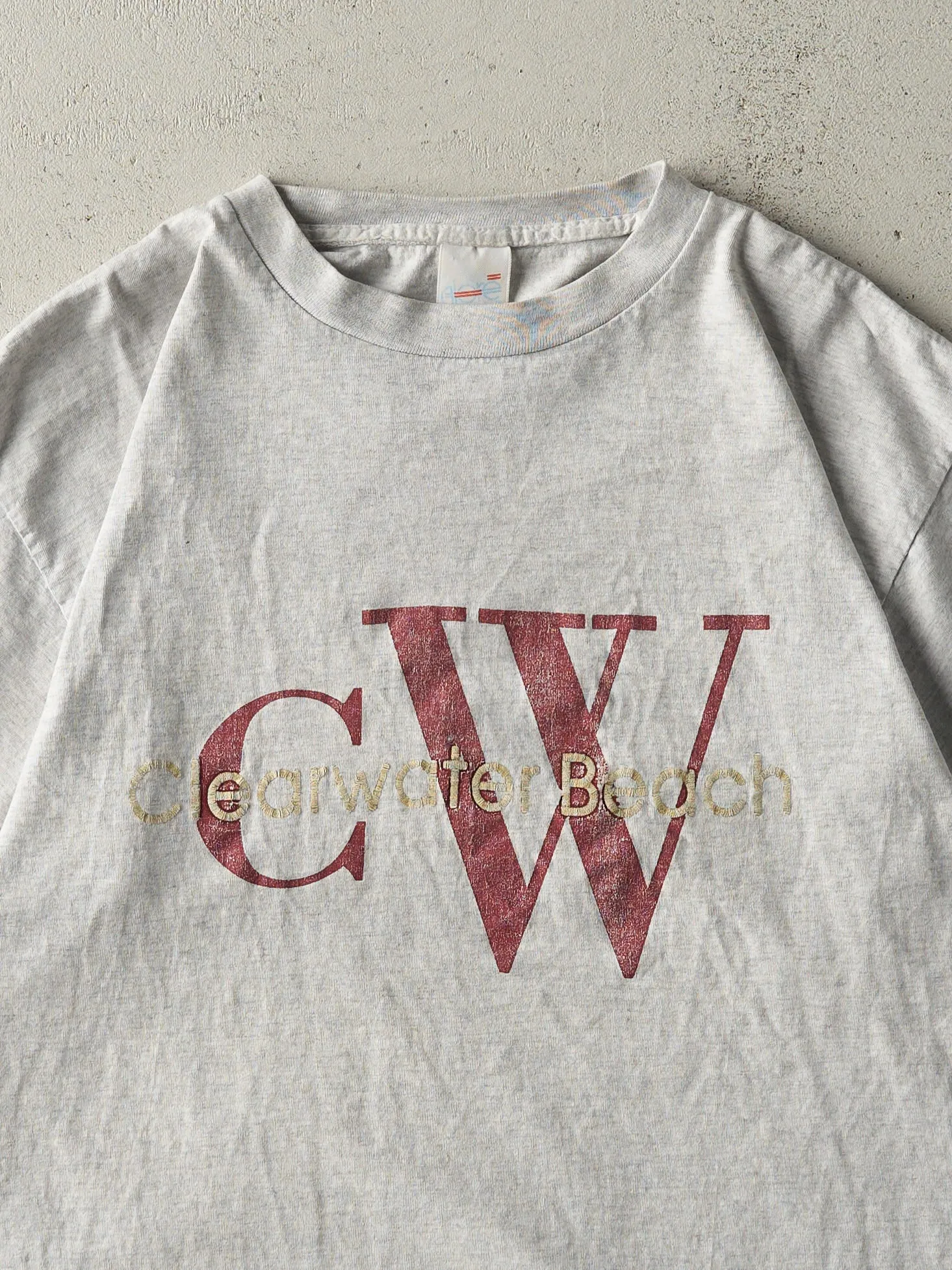 Vintage 90s Heather Grey Clearwater Beach Embroidered Single Stitch Tee (L) sold by Rebalance Vintage product image thumbnail 2