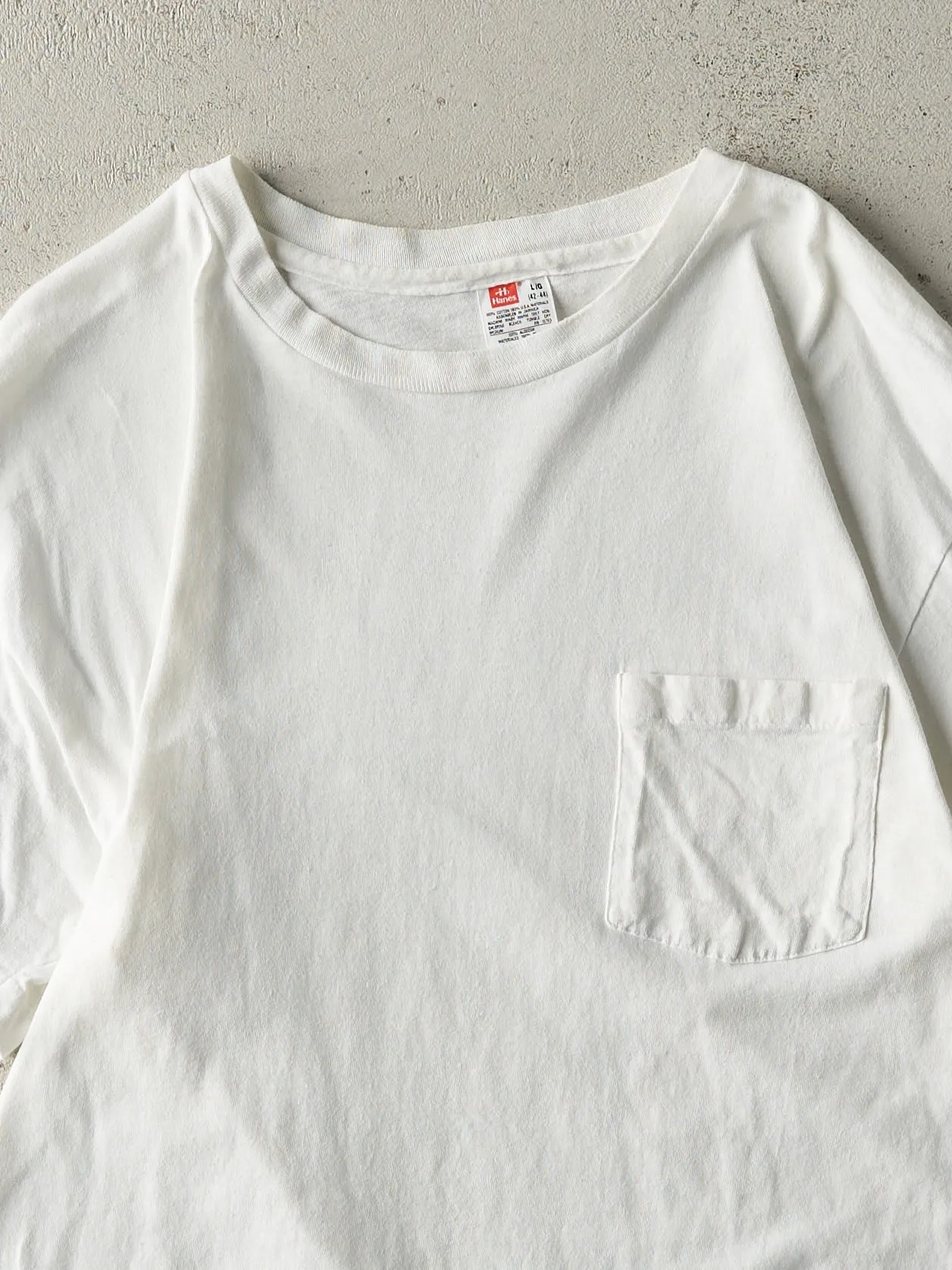 Vintage 80s White Blank Single Stitch Pocket Tee (S) sold by Rebalance Vintage product image thumbnail 2
