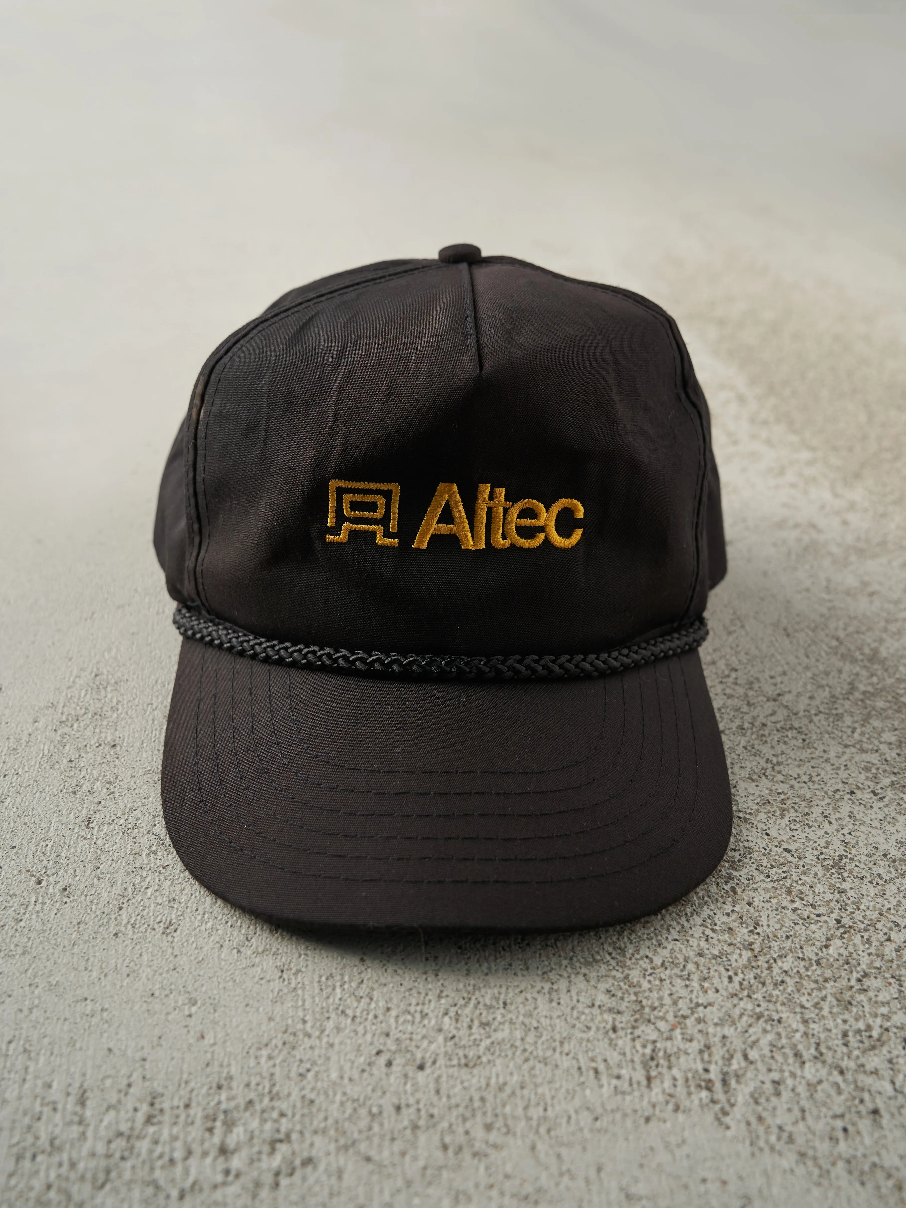 Vintage 80s Black Embroidered Altec Snapback Hat sold by Rebalance Vintage