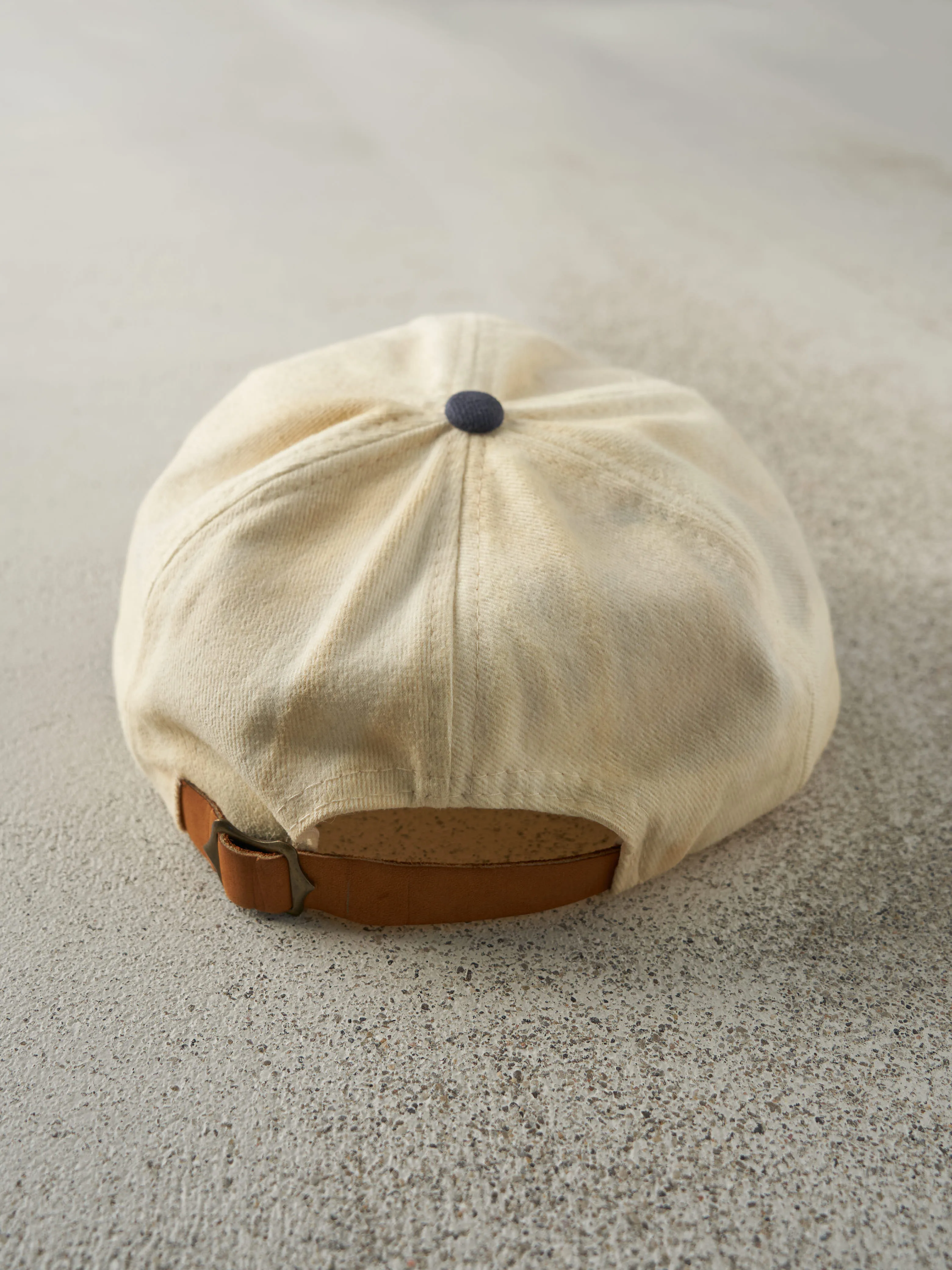 Vintage 96' Beige & Blue Embroidered Golf Leather Strap Back Hat sold by Rebalance Vintage product image thumbnail 3