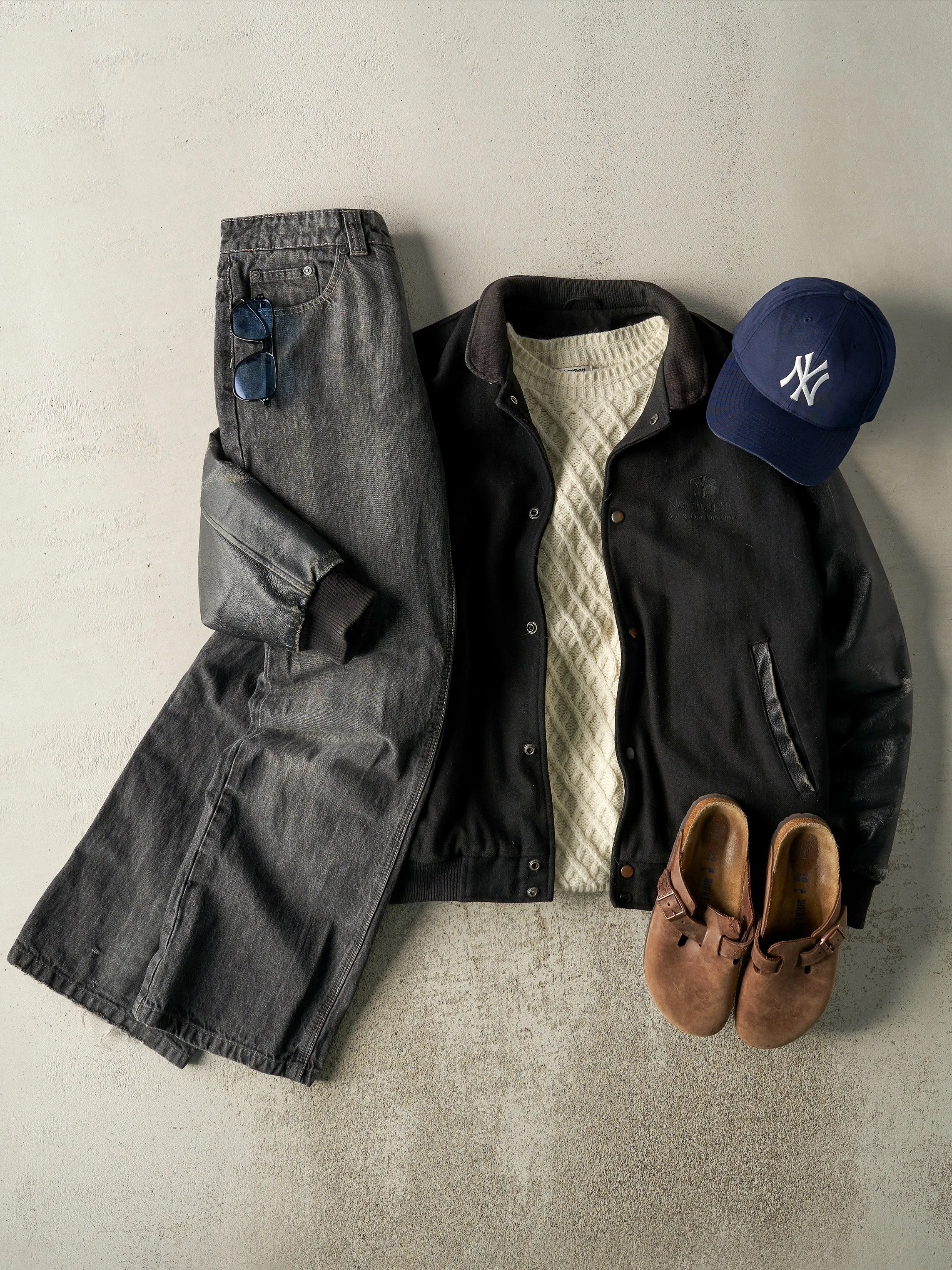 Vintage 90s Black Embroidered Varsity Jacket (L) sold by Rebalance Vintage product image thumbnail 2