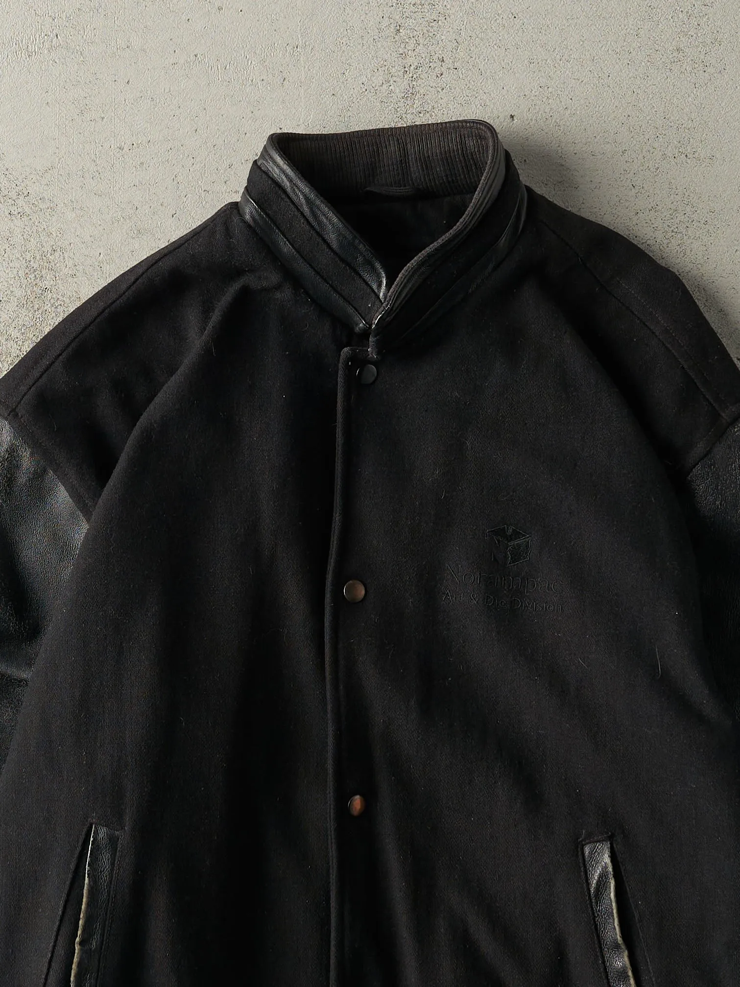 Vintage 90s Black Embroidered Varsity Jacket (L) sold by Rebalance Vintage product image thumbnail 3