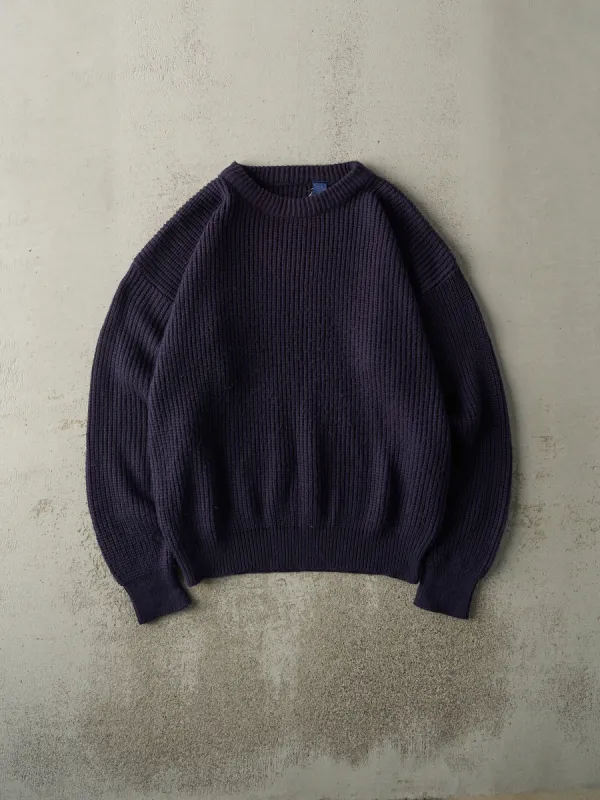 Vintage 90s Navy Blue Fishermans Knit (L) made by Rebalance Vintage