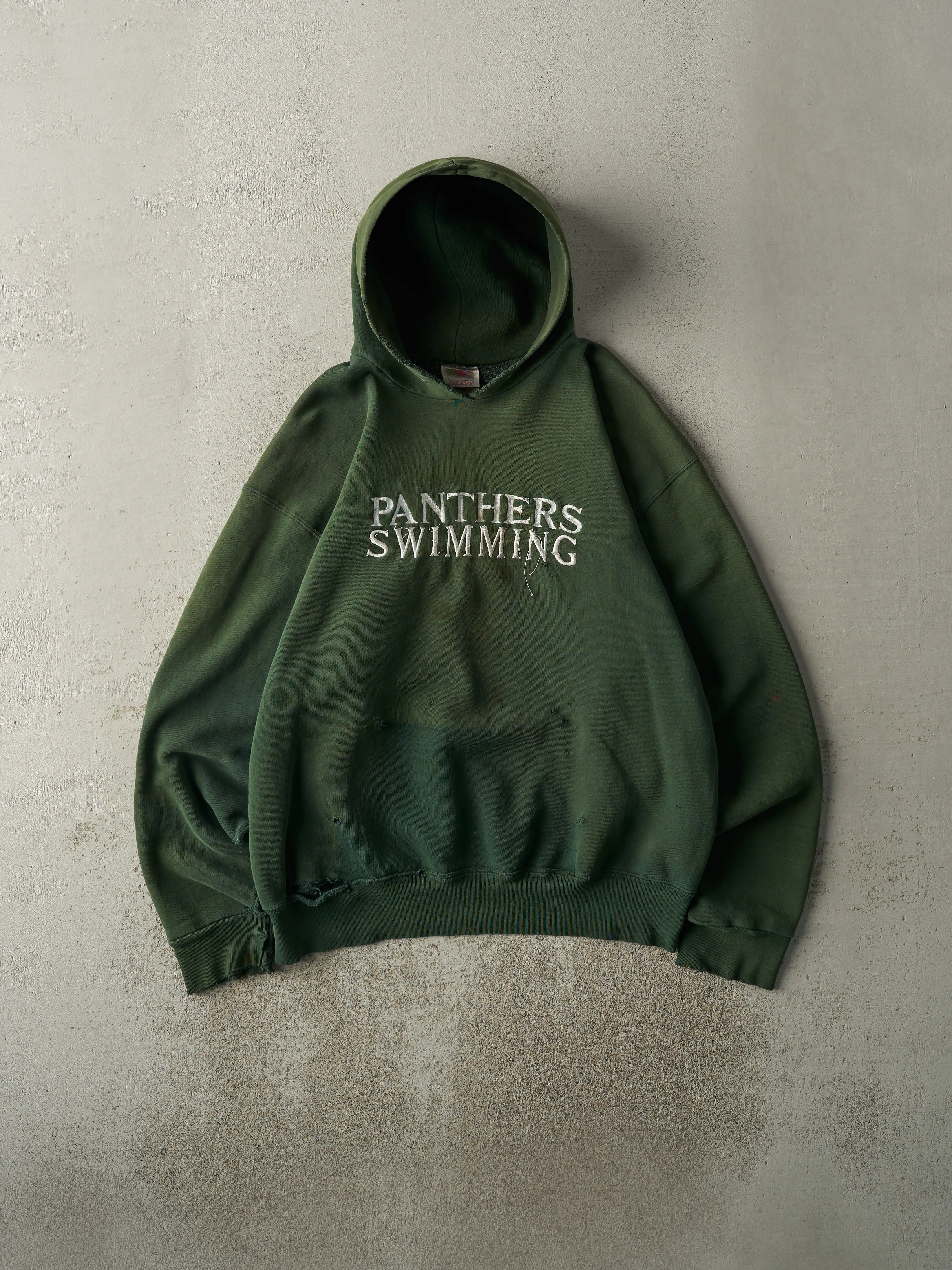 Vintage 90s Sun Faded Green Panthers Swimming Hoodie (L) sold by Rebalance Vintage