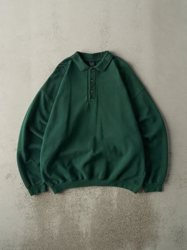 Vintage 90s Green Quarter Button Sweatshirt (L) sold by Rebalance Vintage