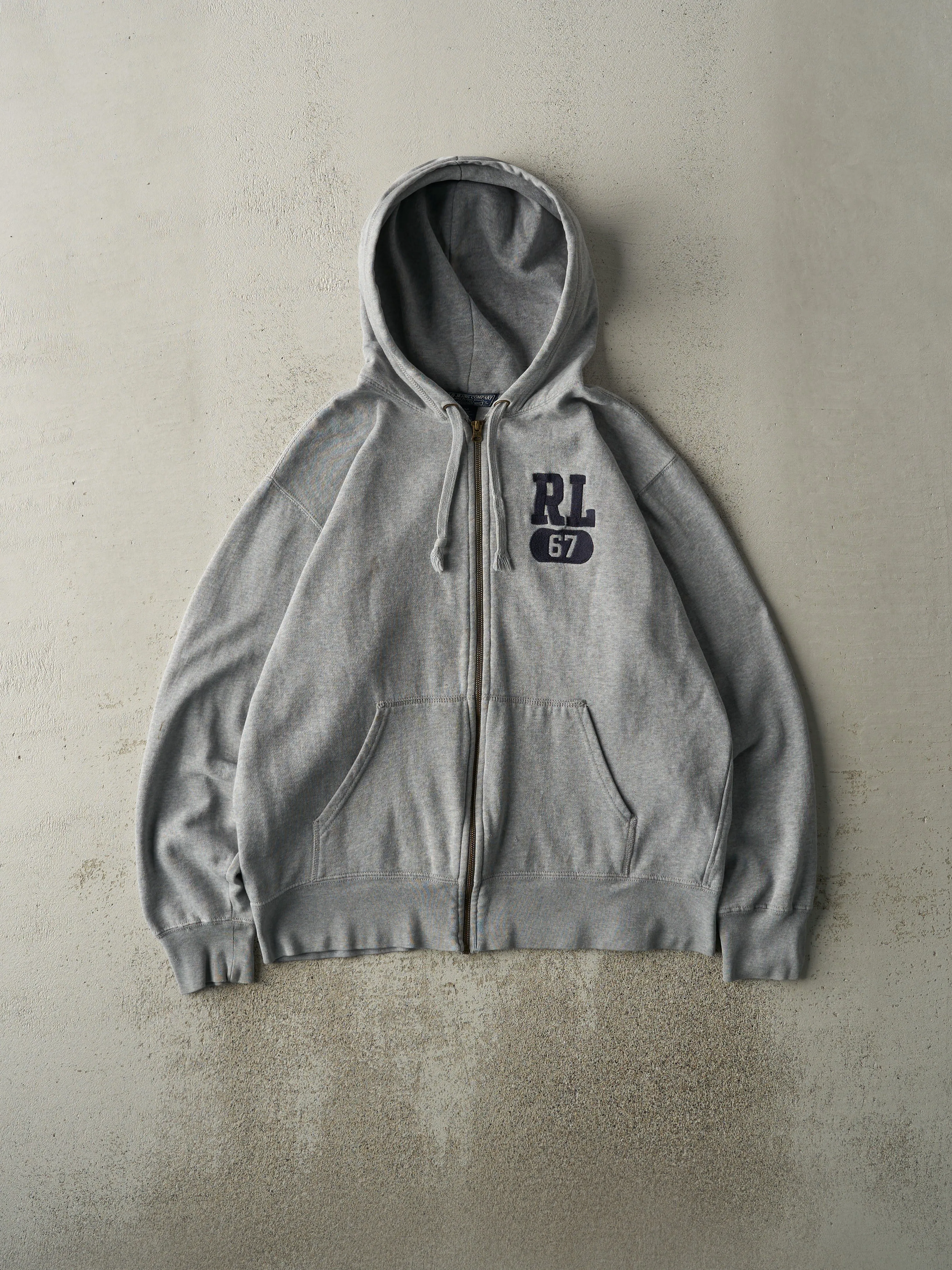 Vintage Y2K Grey Polo Jeans Ralph Lauren Zip Up Hoodie (M/L) sold by Rebalance Vintage