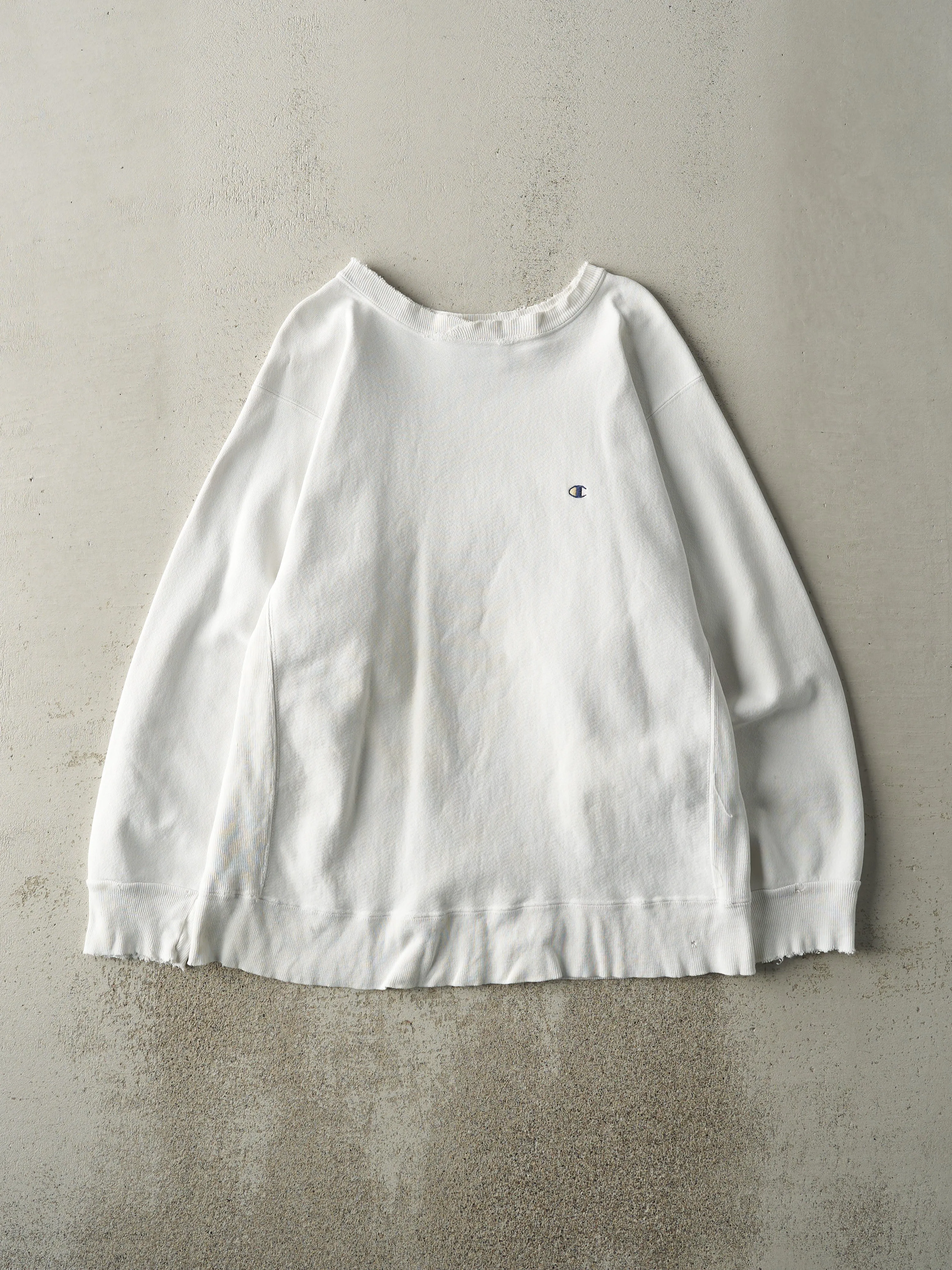 Vintage 80s White Bootleg Champion Crewneck (M/L) sold by Rebalance Vintage