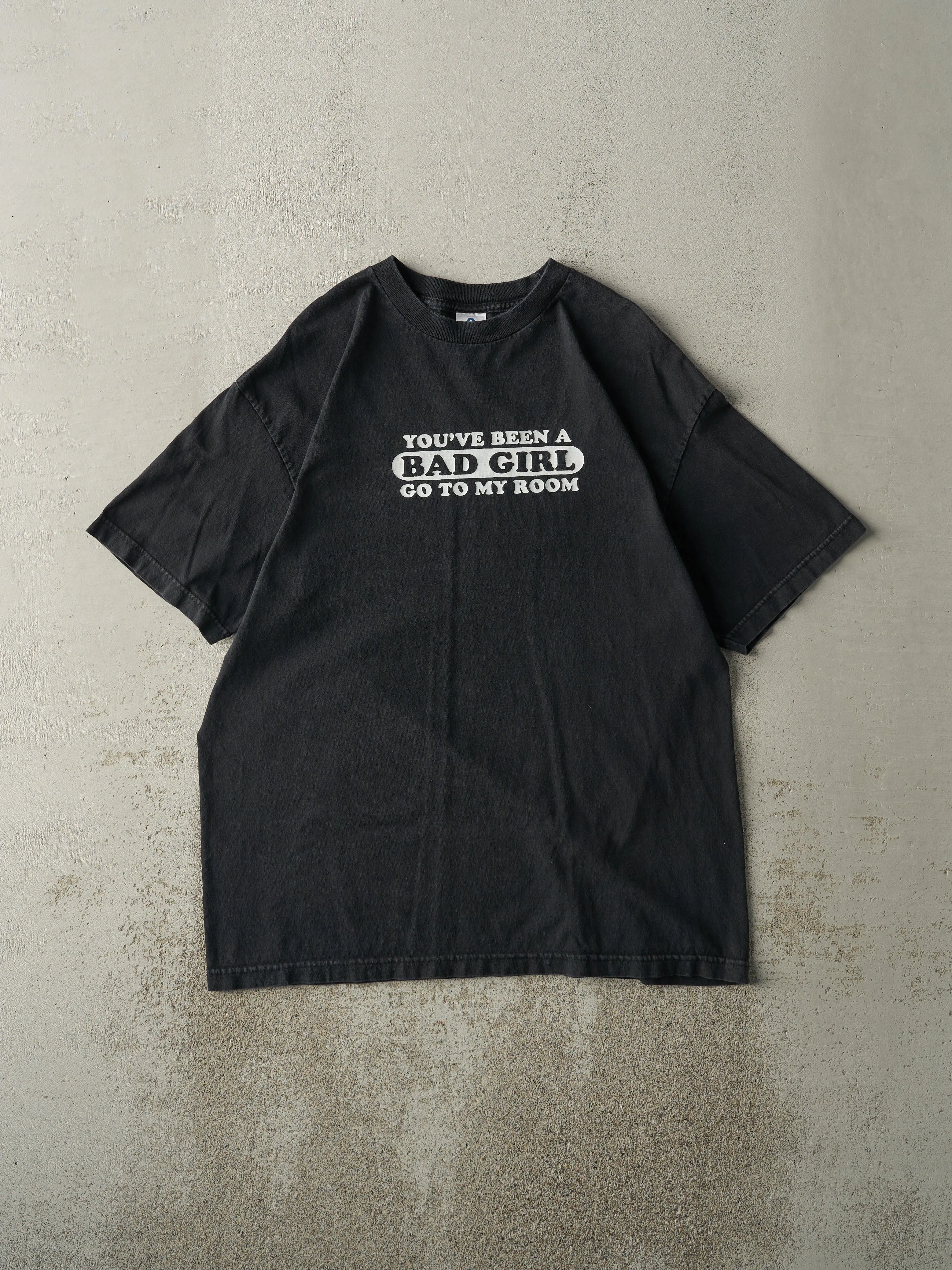 Vintage Y2K Black "Bad Girl" Slogan Tee (M/L) sold by Rebalance Vintage