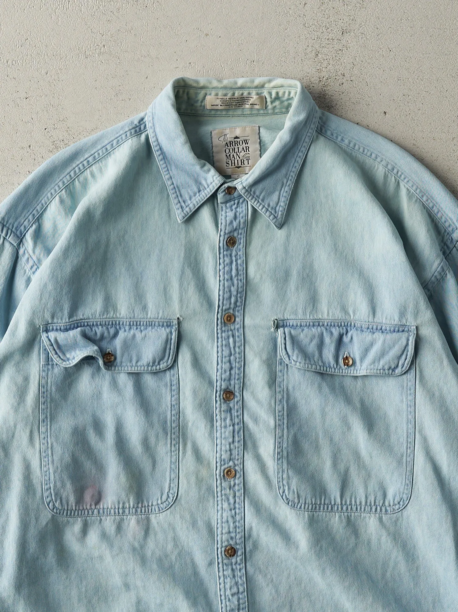 Vintage 90s Light Wash Denim Button Up (L) sold by Rebalance Vintage product image thumbnail 2
