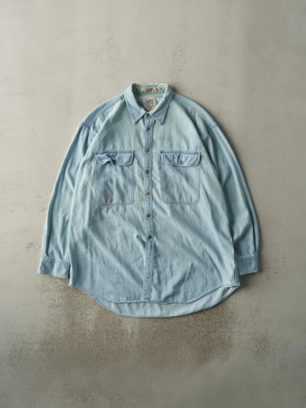 Vintage 90s Light Wash Denim Button Up (L) sold by Rebalance Vintage