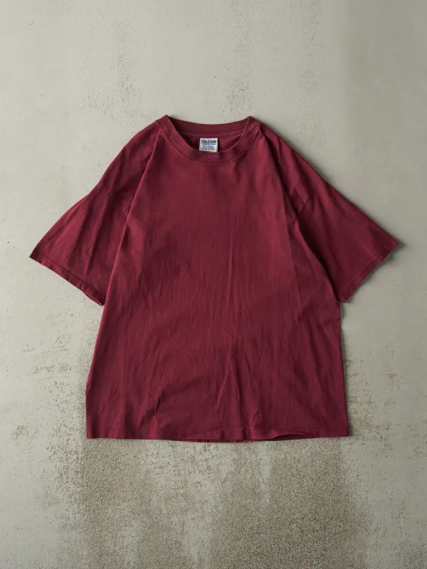 Vintage 90s Burgundy Blank Tee (L) sold by Rebalance Vintage