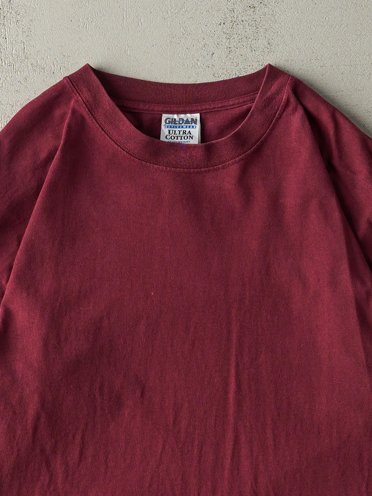 Vintage 90s Burgundy Blank Tee (L) sold by Rebalance Vintage product image thumbnail 2