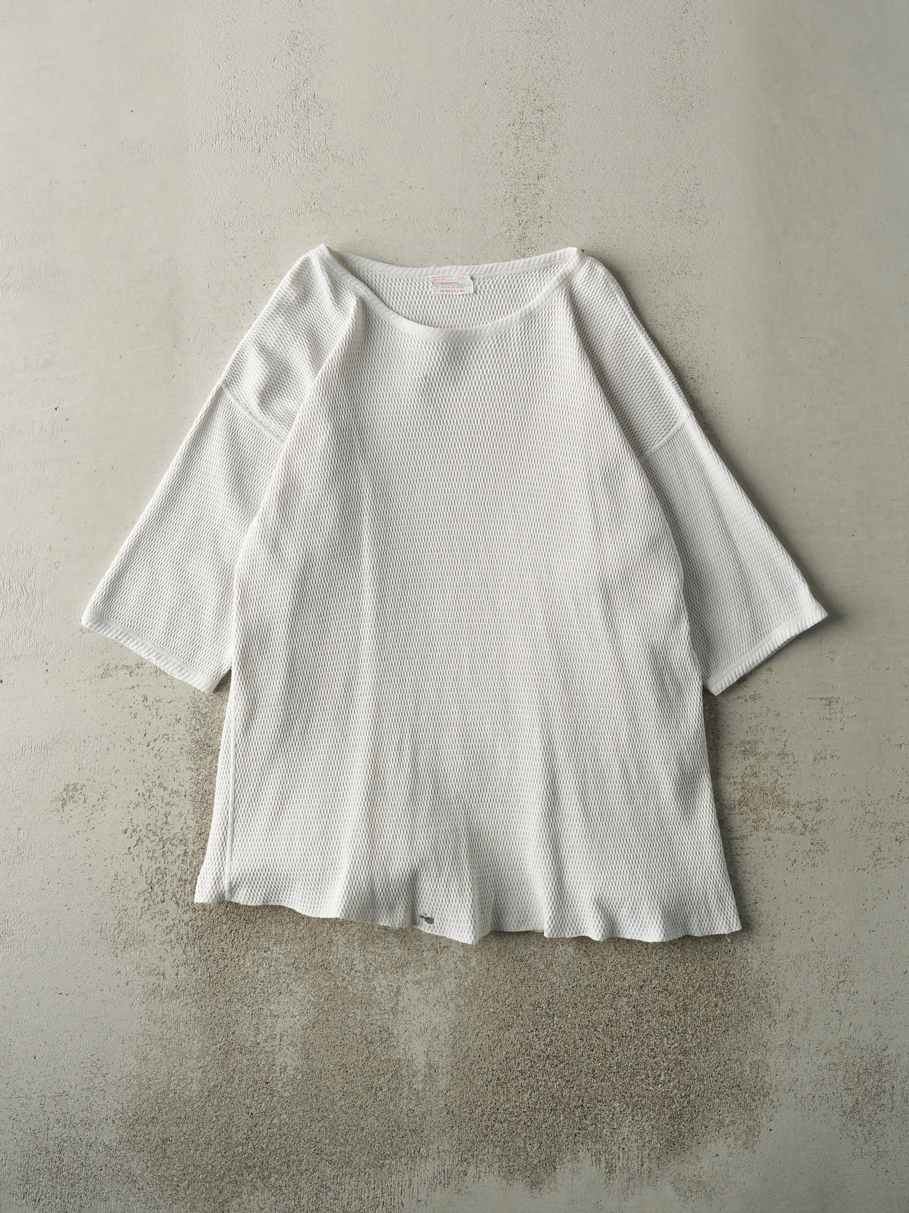 Vintage 90s White Thermal 3/4 Sleeve (M/L) sold by Rebalance Vintage