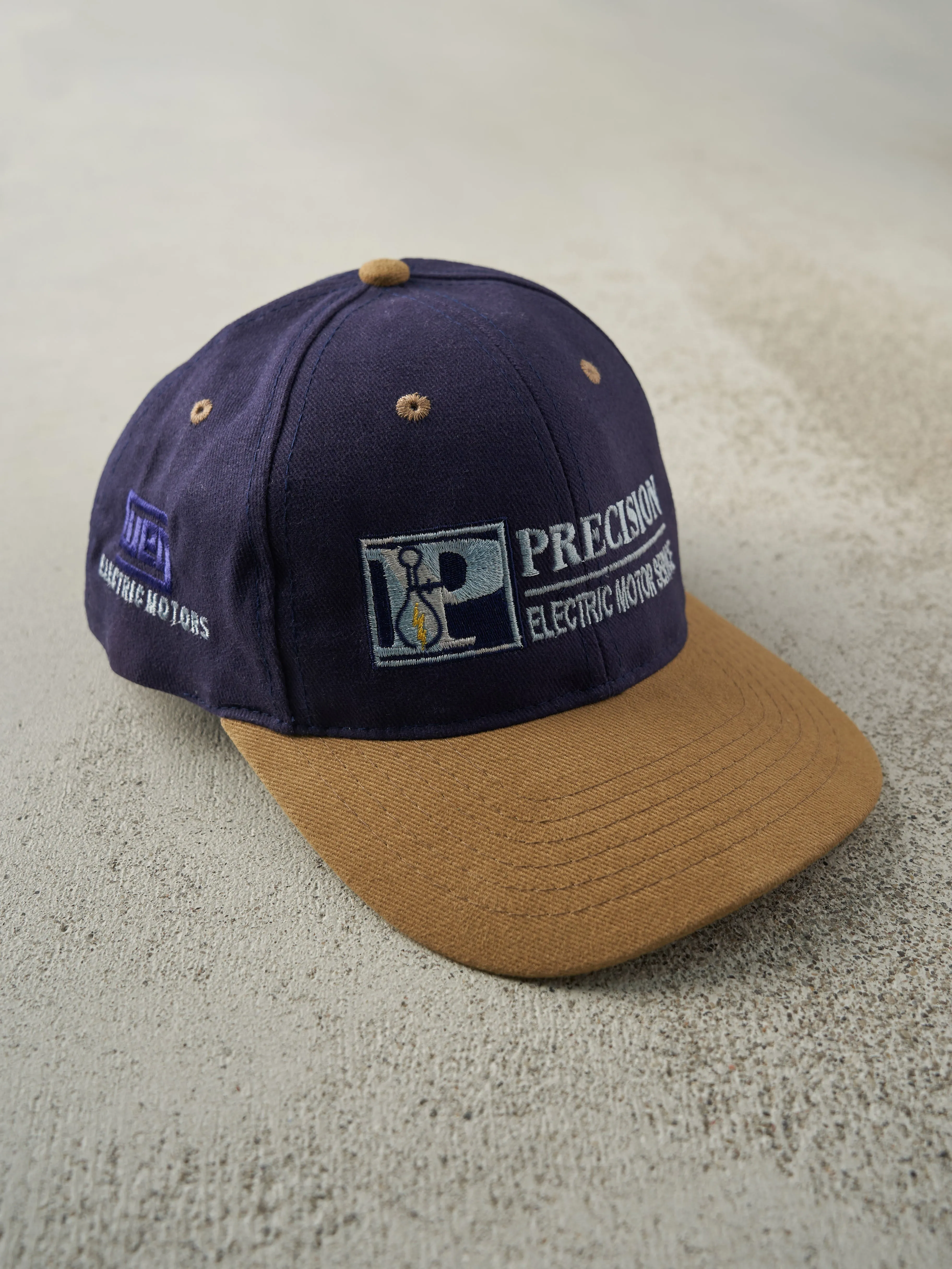 Vintage 90s Navy & Beige Embroidered Precision Strap Back Hat sold by Rebalance Vintage product image thumbnail 4