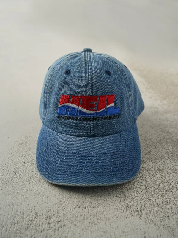 Vintage 90s Mid Wash Embroidered Heil Heating and Cooling Denim Strap Back sold by Rebalance Vintage