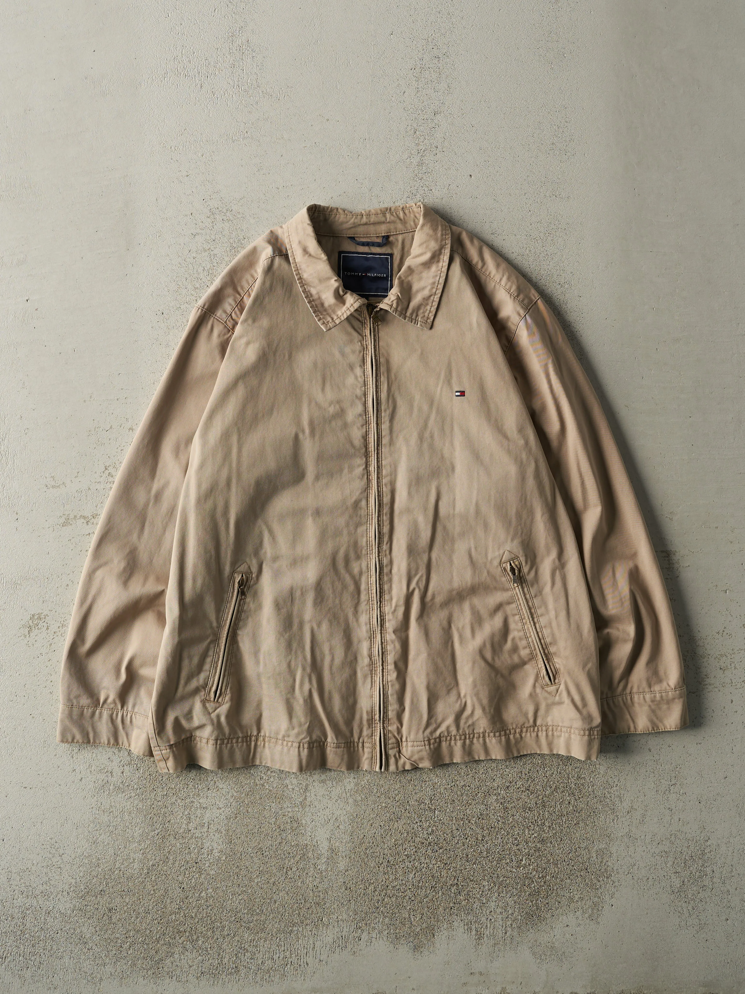 Vintage Y2K Beige Tommy Hilfiger Harrington Jacket (XL) sold by Rebalance Vintage