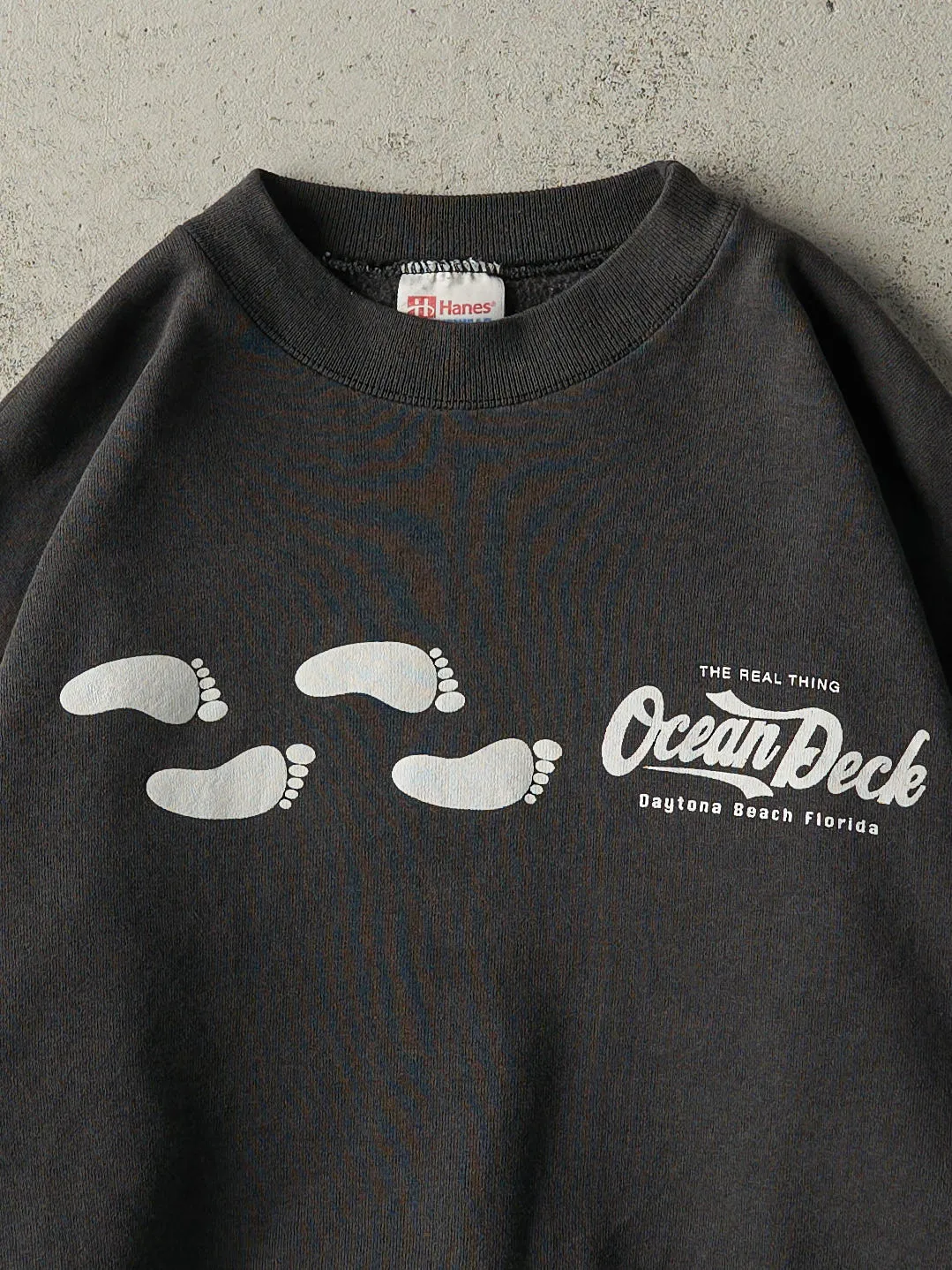 Vintage 90s Faded Black Ocean Deck Daytona Beach Florida Crewneck (M) sold by Rebalance Vintage product image thumbnail 3