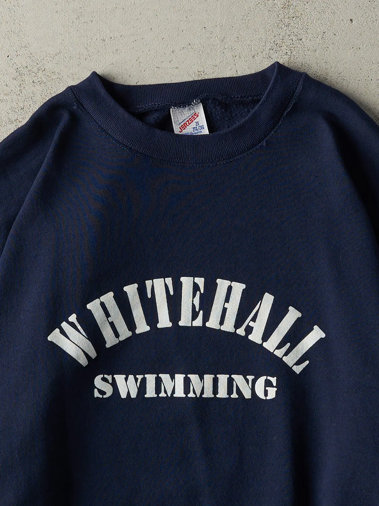 Vintage 80s Navy Blue Whitehall Swimming Crewneck (L/XL) sold by Rebalance Vintage product image thumbnail 2