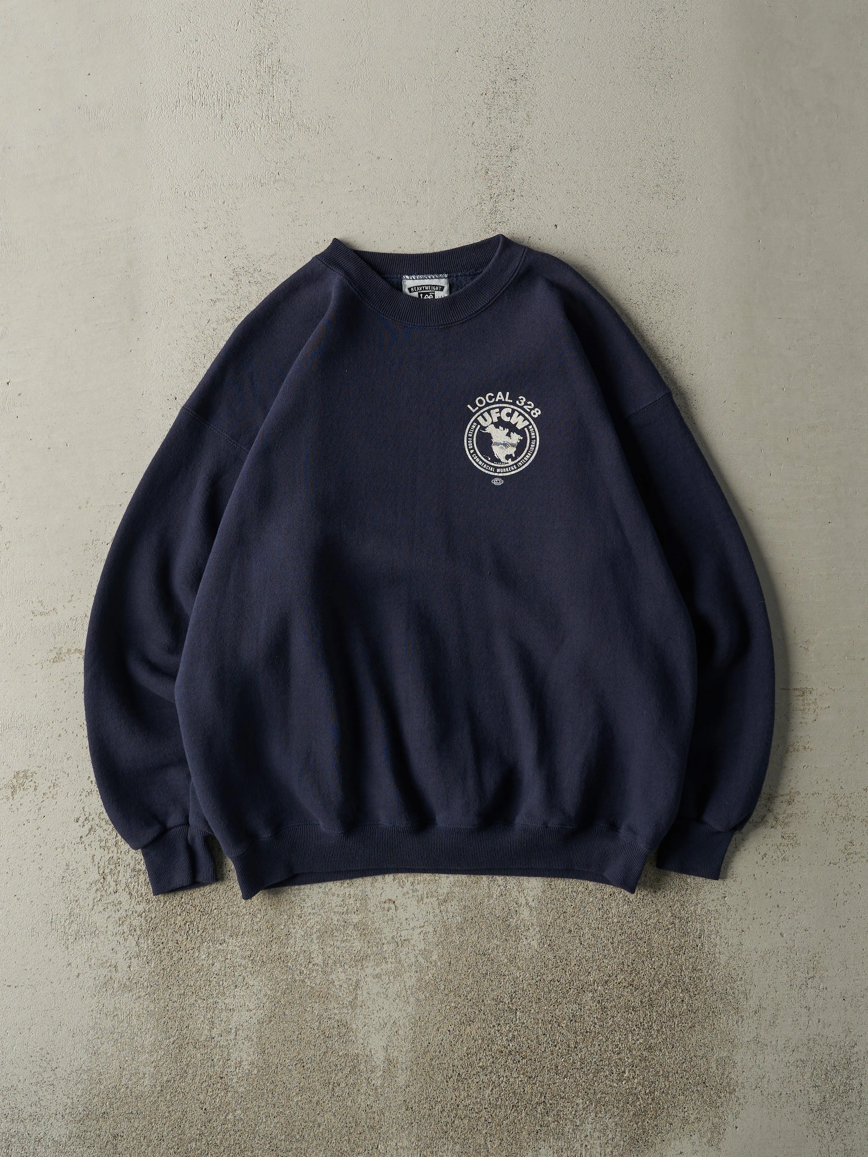Vintage 90s Navy Blue UFCW Union Crewneck (L) sold by Rebalance Vintage