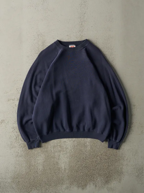 Vintage 80s Navy Blue Blank Crewneck (L) sold by Rebalance Vintage
