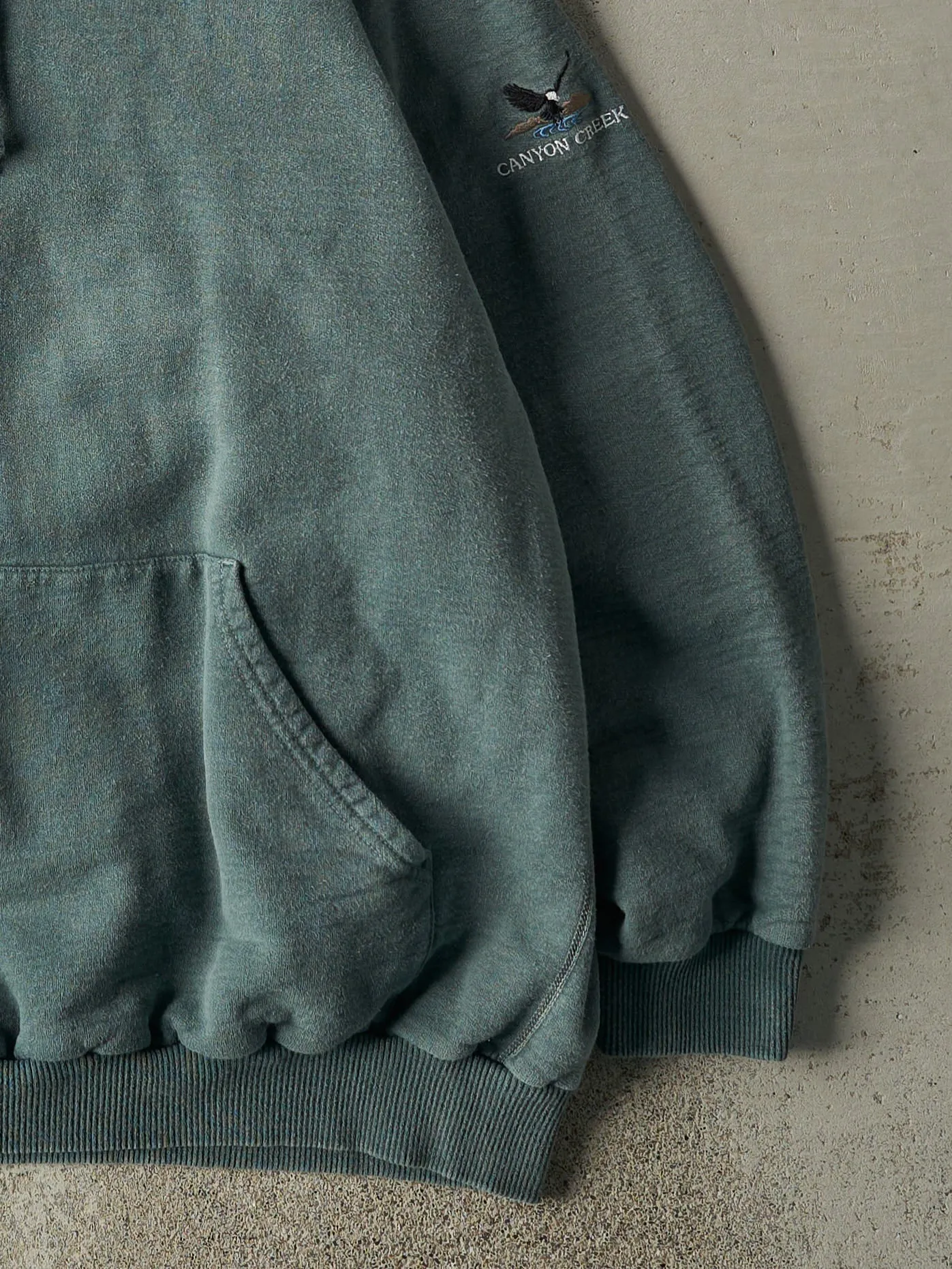 Vintage 90s Washed Green Canyon Creek Blank Hoodie (L/XL) sold by Rebalance Vintage product image thumbnail 3