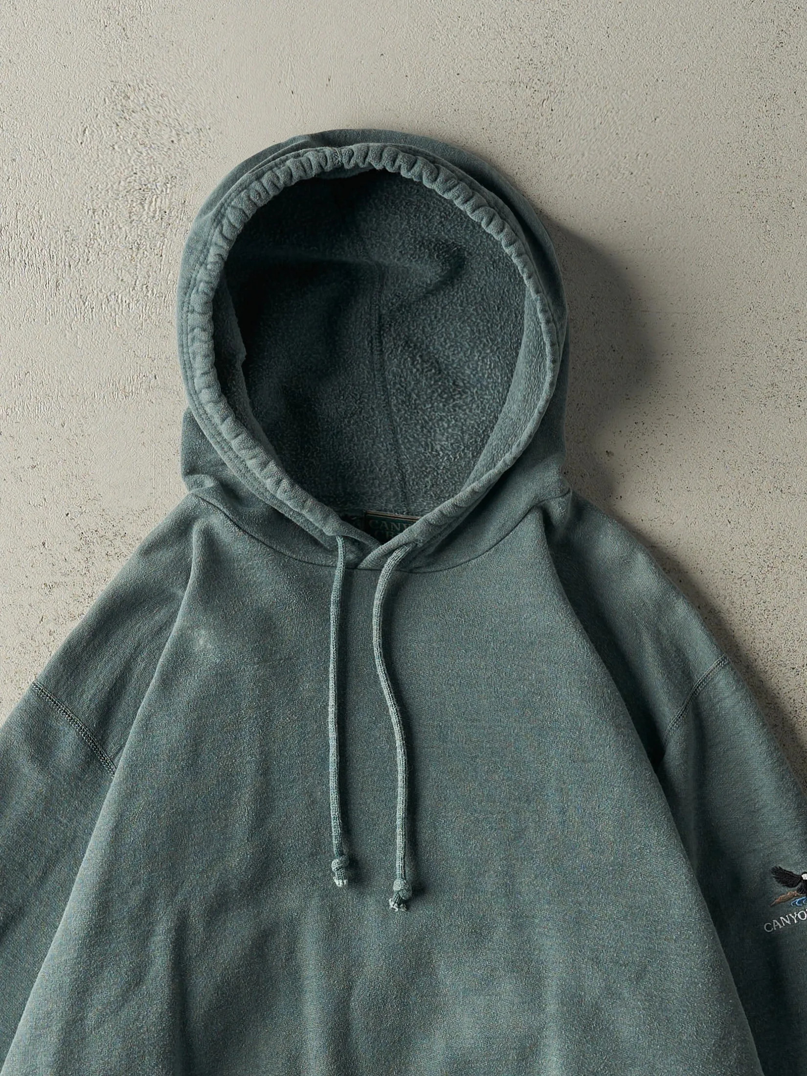 Vintage 90s Washed Green Canyon Creek Blank Hoodie (L/XL) sold by Rebalance Vintage product image thumbnail 2
