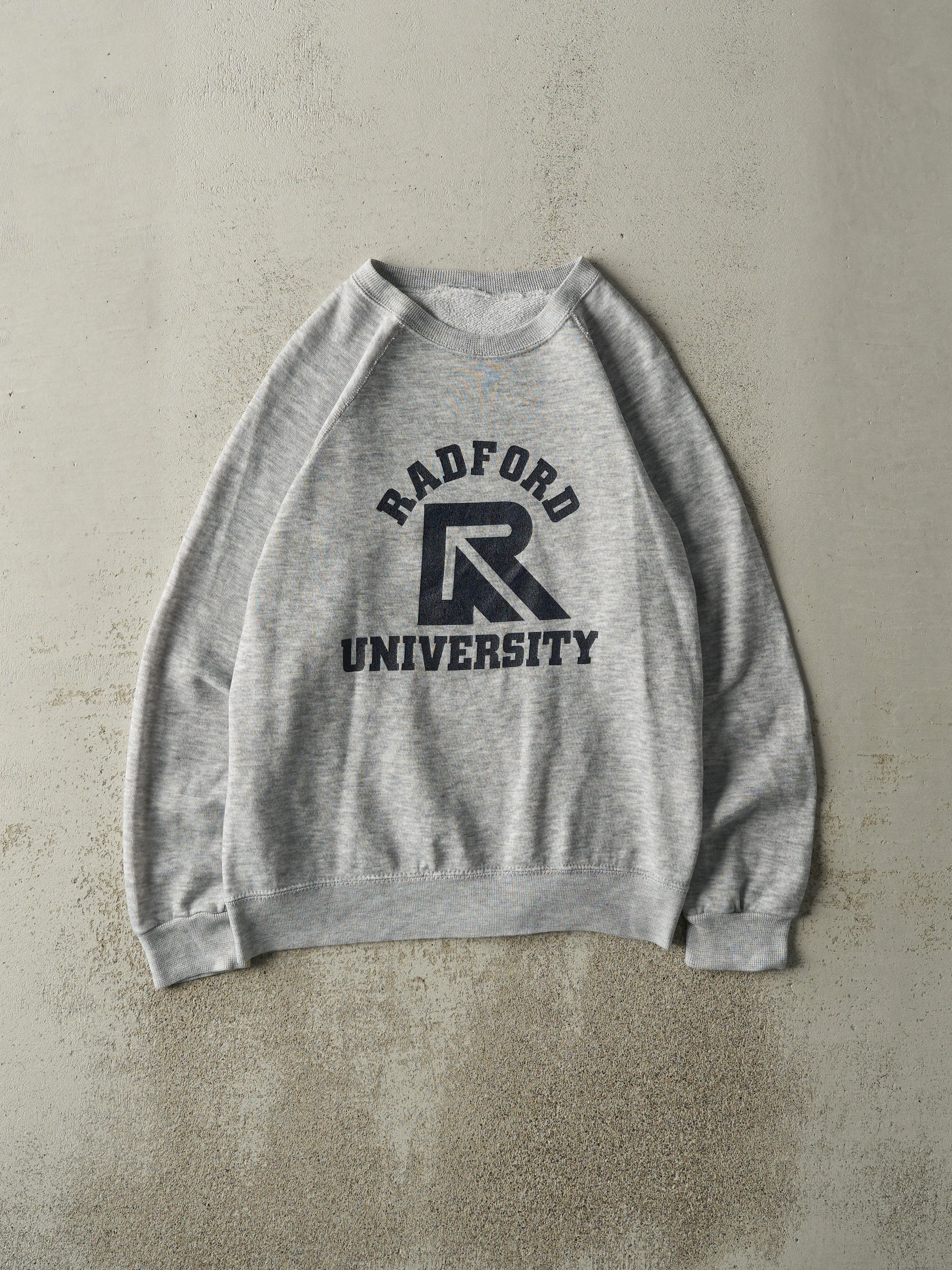 Vintage 80s Heather Grey Radford University Crewneck (M) sold by Rebalance Vintage