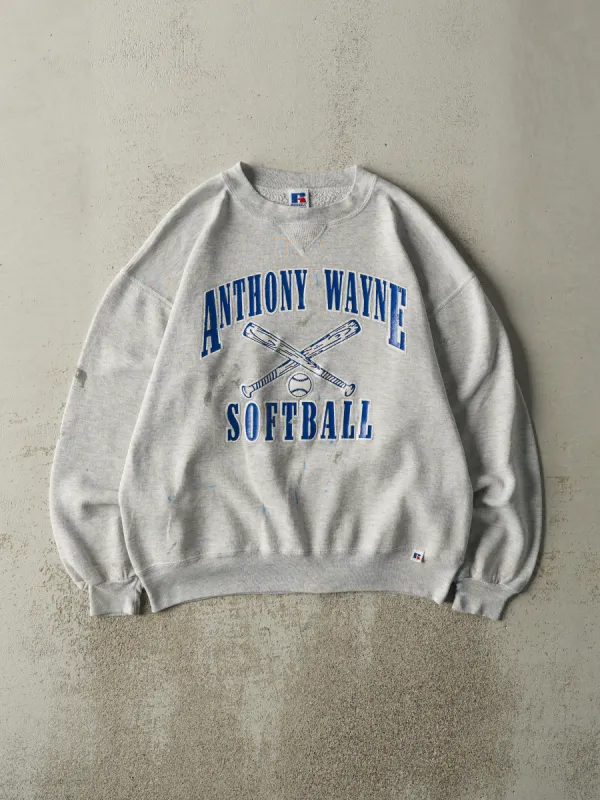 Vintage 90s Heather Grey Anthony Wayne Softball Russell Athletic Crewneck (M/L) sold by Rebalance Vintage