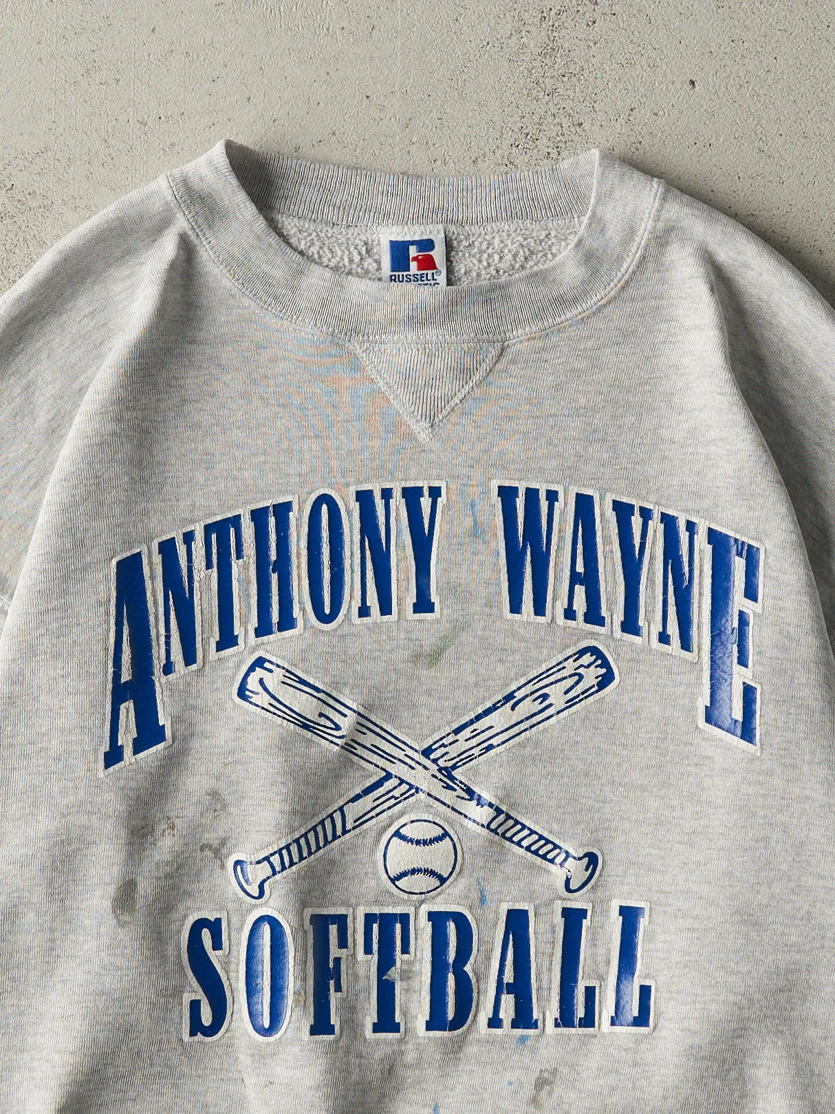 Vintage 90s Heather Grey Anthony Wayne Softball Russell Athletic Crewneck (M/L) sold by Rebalance Vintage product image thumbnail 3