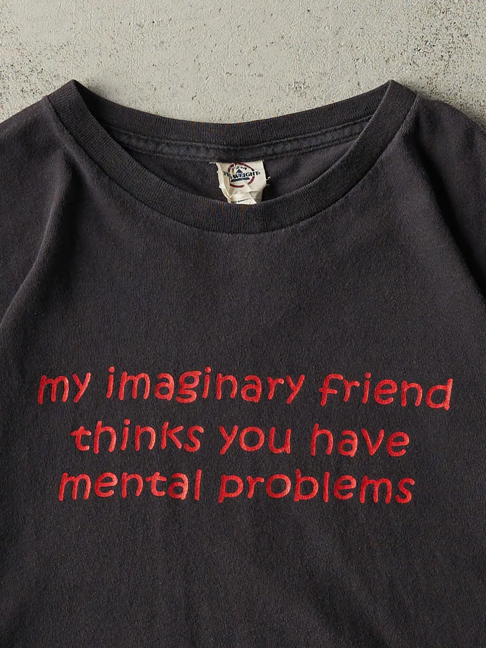 Vintage Y2K Black "Imaginary Friend" Slogan Tee (L) sold by Rebalance Vintage product image thumbnail 2