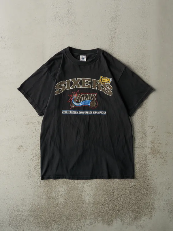 Vintage 01' Black Philadelphia 76ers Conference Champions Tee (M/L) sold by Rebalance Vintage