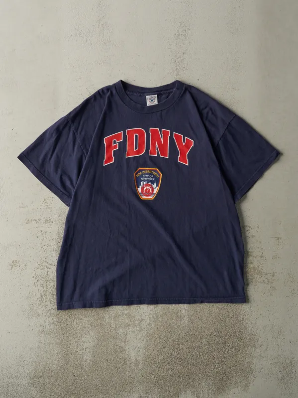 Vintage 90s Navy Blue FDNY Fire Dept of New York Tee (L) sold by Rebalance Vintage