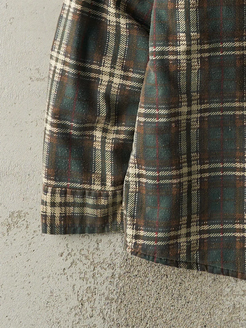 Vintage 90s Green & Brown Quilt Lined Flannel Button Up (L) sold by Rebalance Vintage product image thumbnail 4