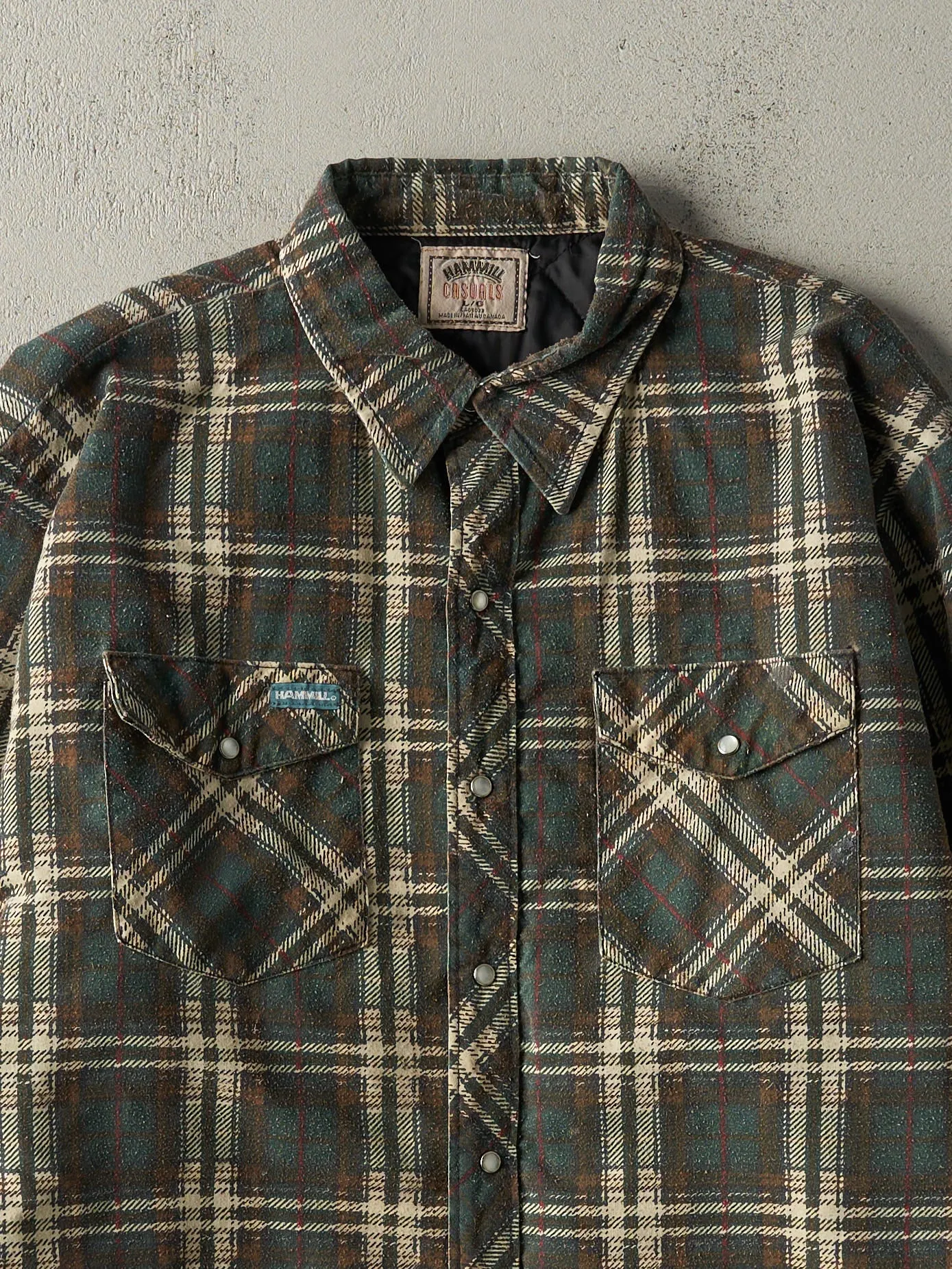 Vintage 90s Green & Brown Quilt Lined Flannel Button Up (L) sold by Rebalance Vintage product image thumbnail 3