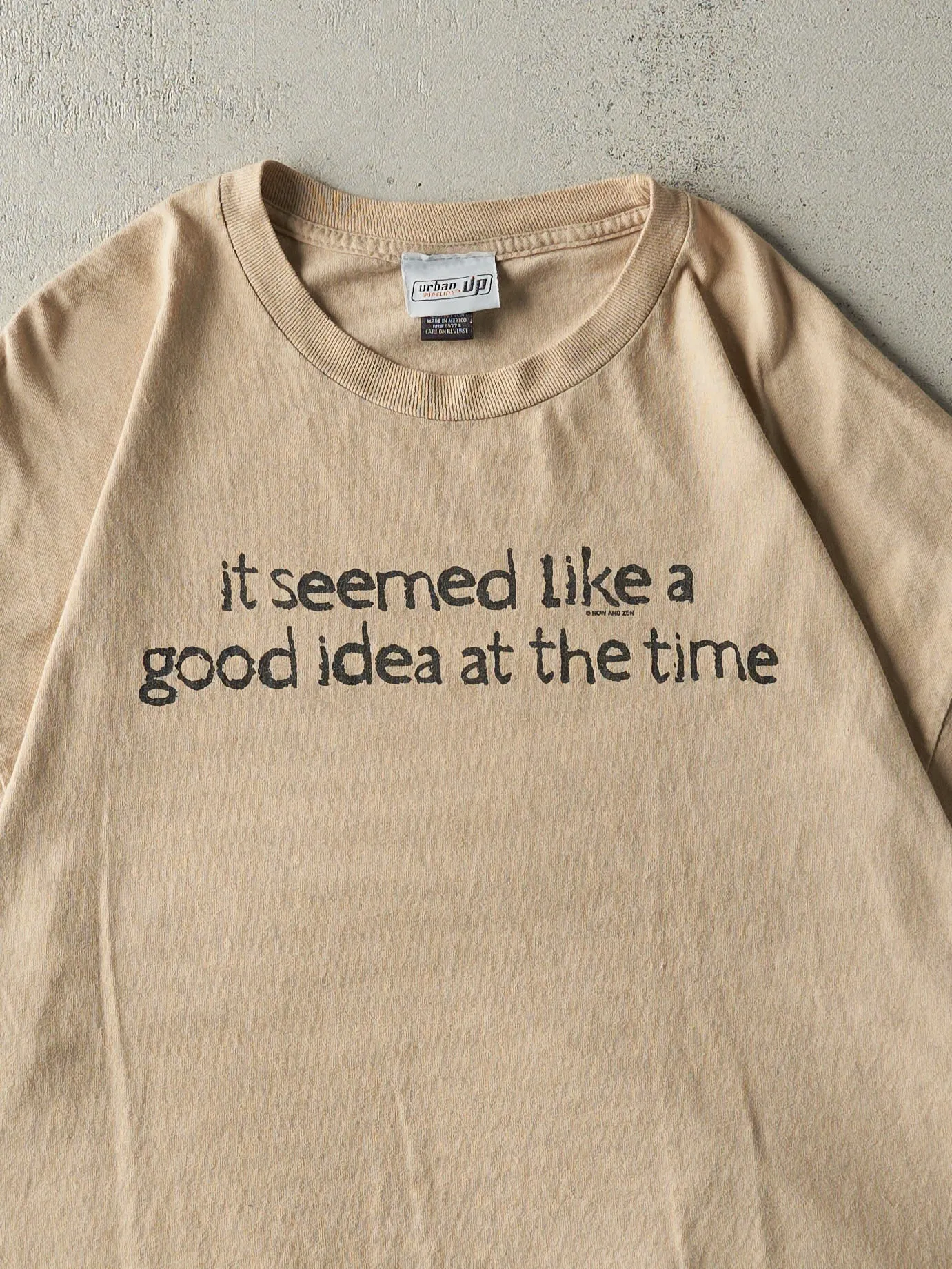 Vintage 90s Beige "Good Idea" Slogan Tee (XL/XXL) sold by Rebalance Vintage product image thumbnail 2