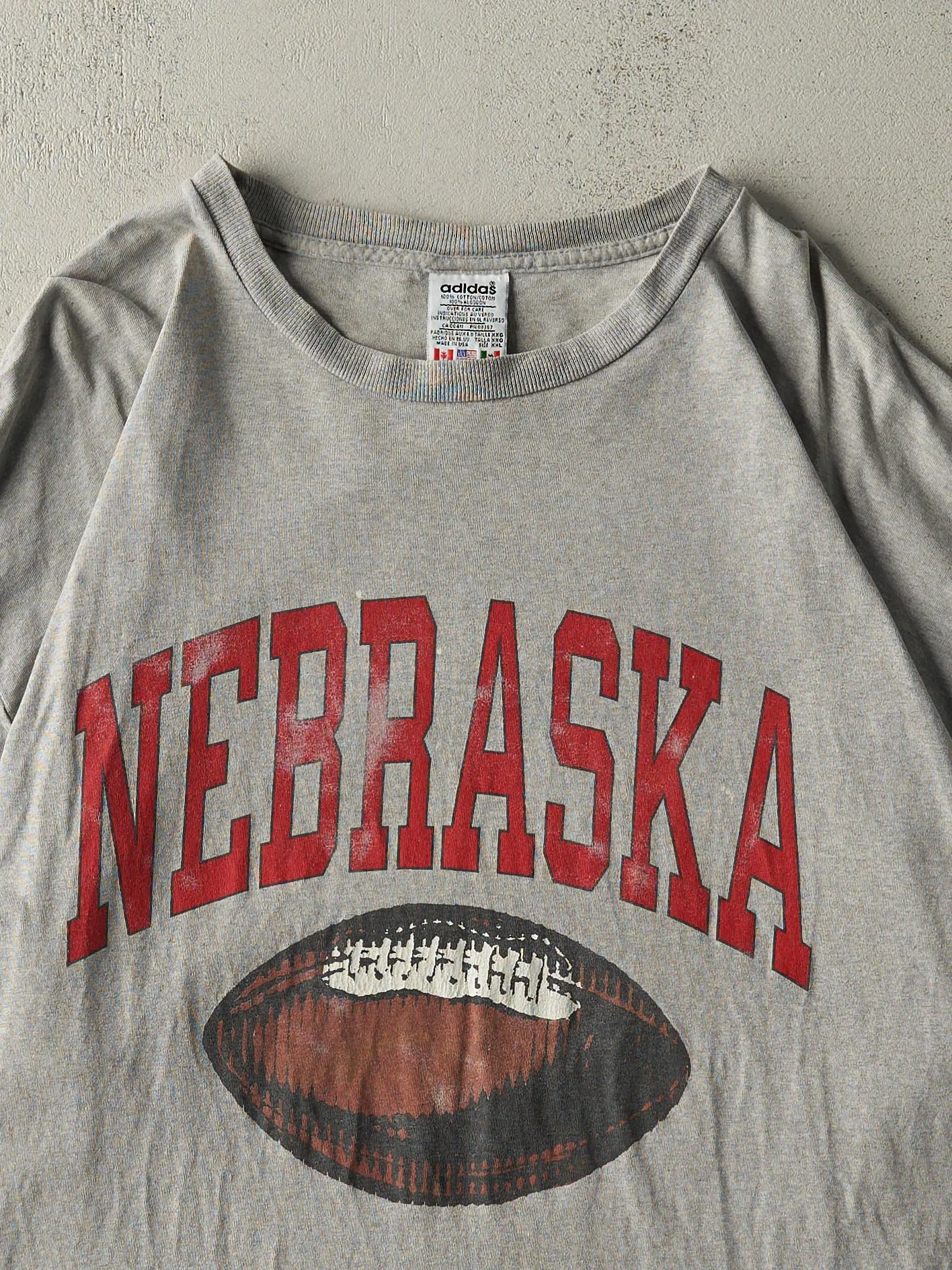 Vintage 90s Grey Adidas Nebraska Football Tee (XXL/XXXL) sold by Rebalance Vintage product image thumbnail 3